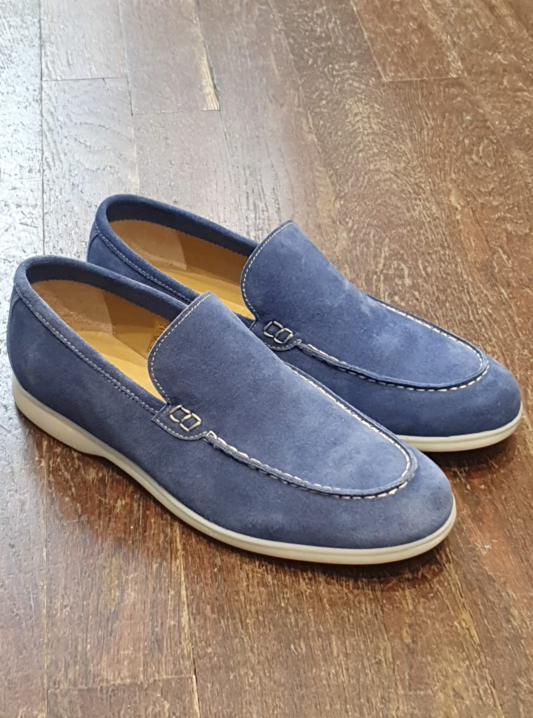 Mocassin Lauren en veau velours - Indigo-CHAUSSURES HOMME-Curling-Paris