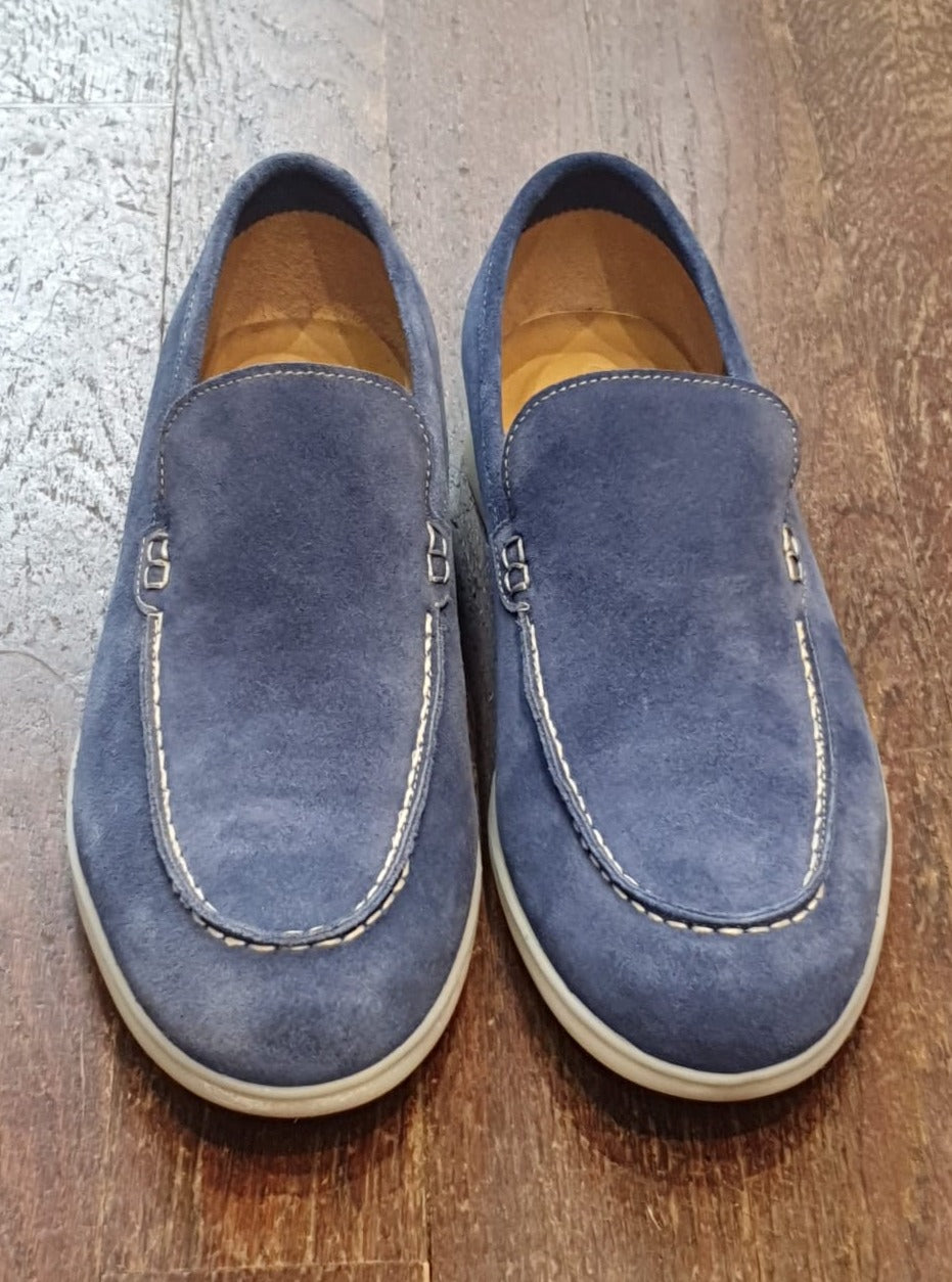 Mocassin Lauren en veau velours - Indigo-CHAUSSURES HOMME-Curling-Paris