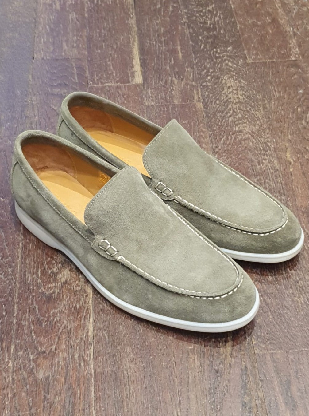 Mocassin Lauren en veau velours - Kaki-CHAUSSURES HOMME-Curling-Paris