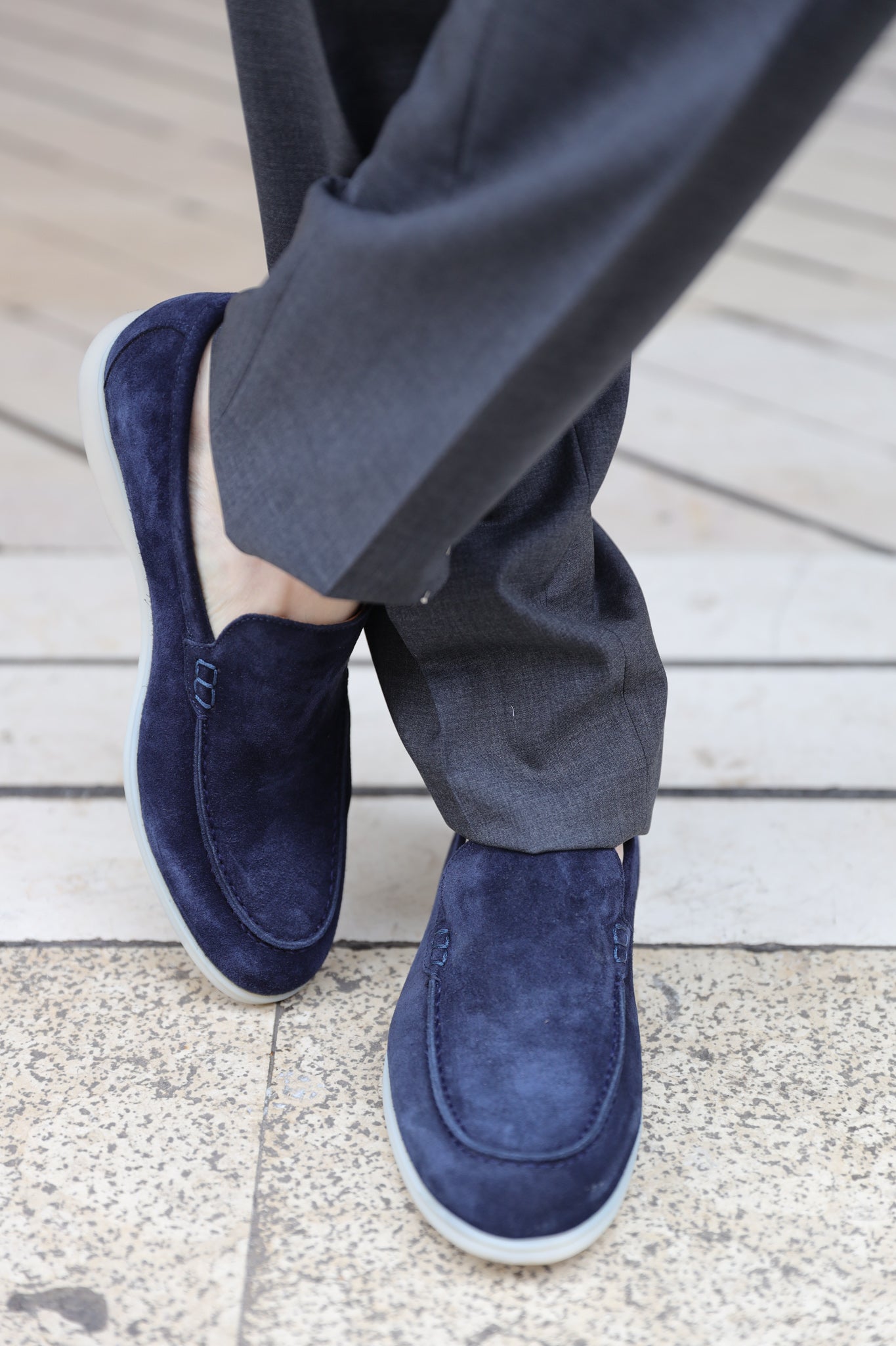 Mocassin Lauren en veau velours - Marine-CHAUSSURES HOMME-Curling-Paris