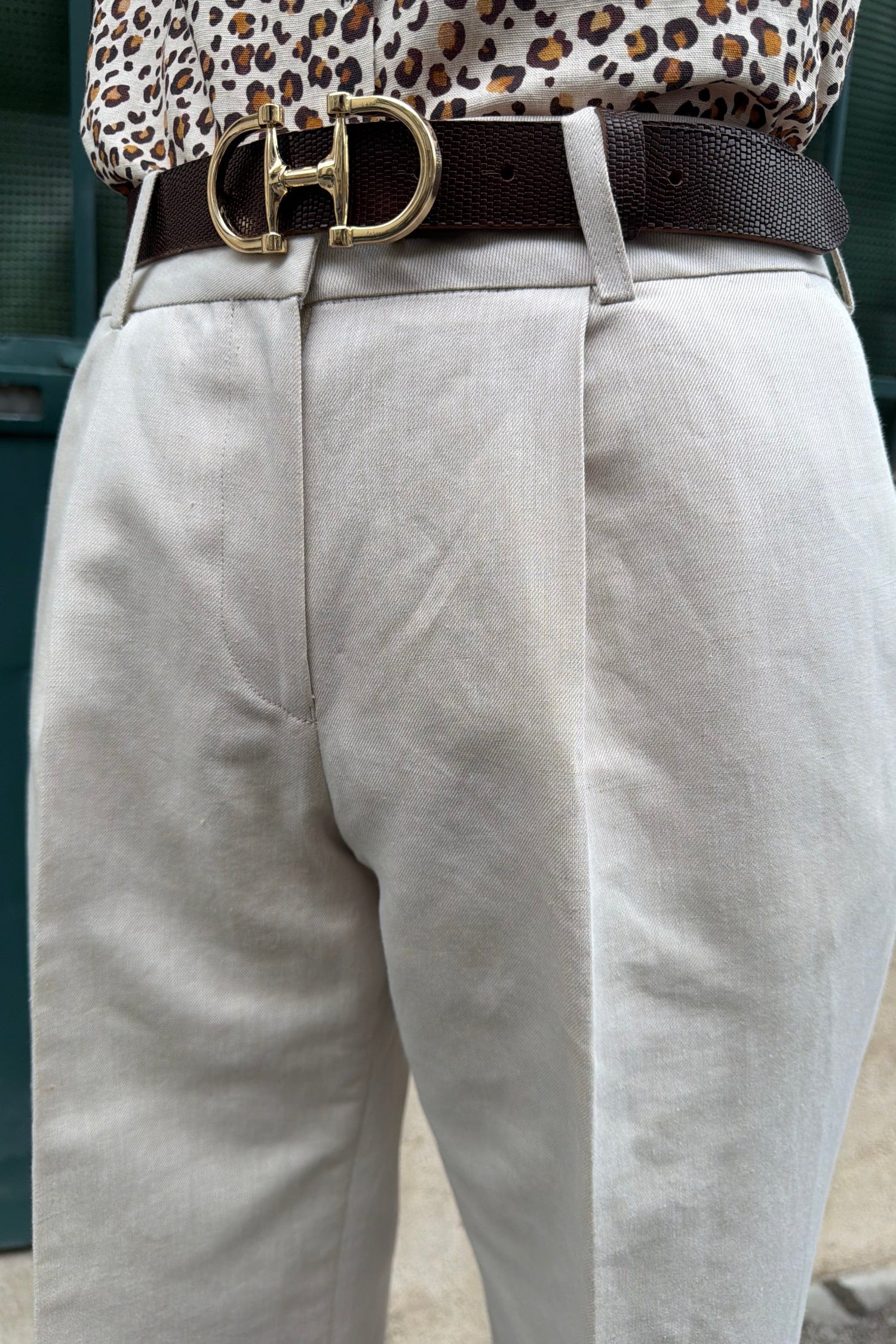 Pantalon Audrey à pinces en lin et coton - Beige clair-PANTALON FEMME-Curling-Paris