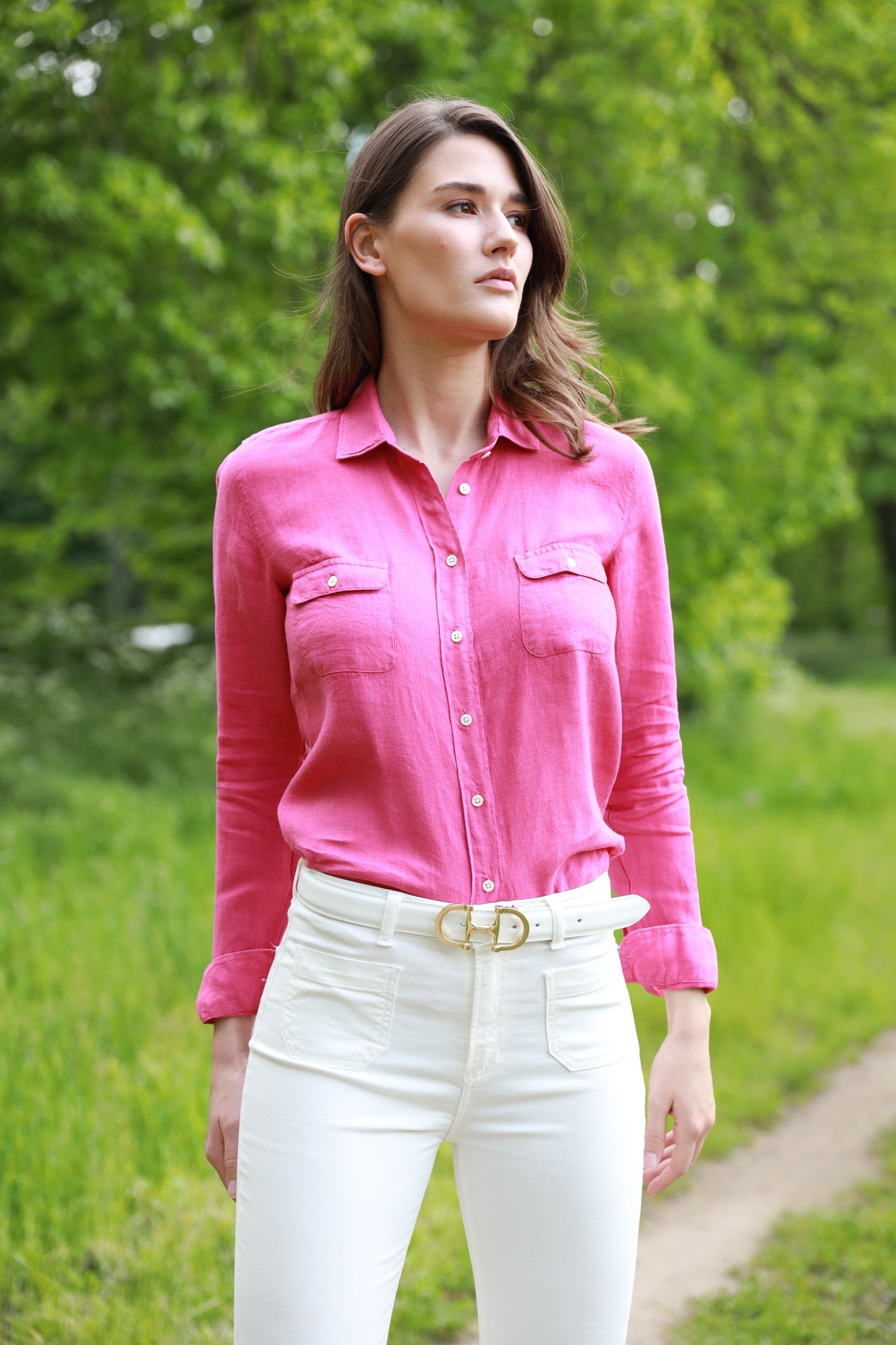 Pantalon Diego en coton stretch - Ecru-PANTALON FEMME-Curling-Paris