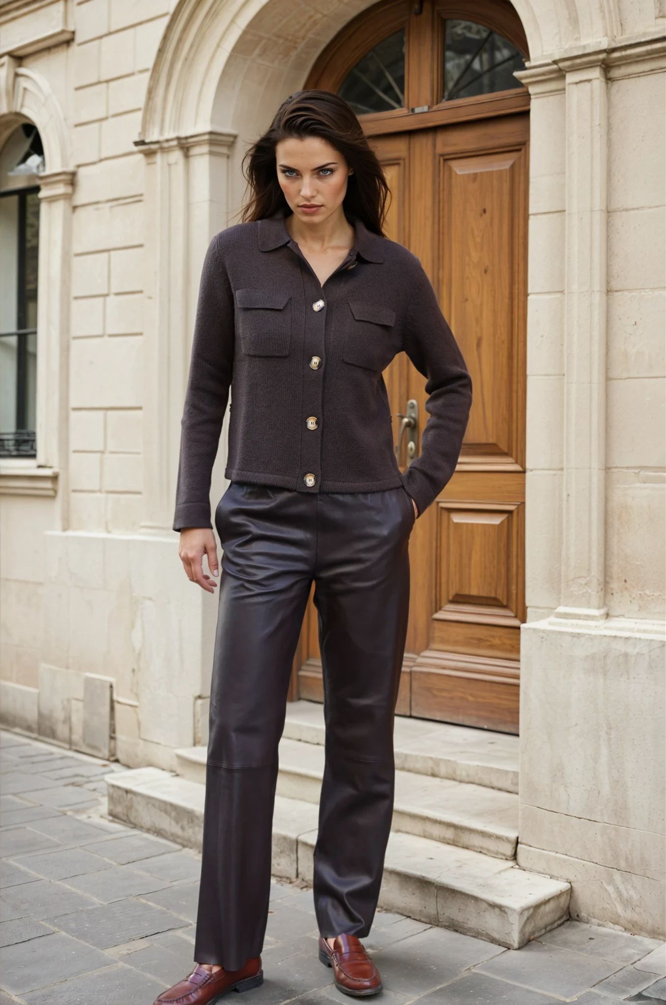 Pantalon Dune en cuir - Marron-PANTALON FEMME-Curling-Paris