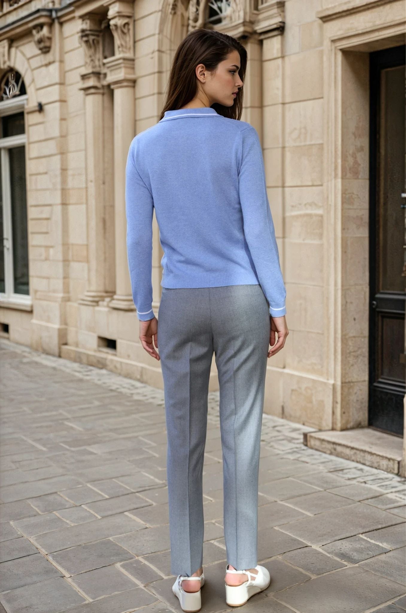 Pantalon Eliot en flanelle 100% laine vierge - Gris clair-PANTALON FEMME-Curling-Paris