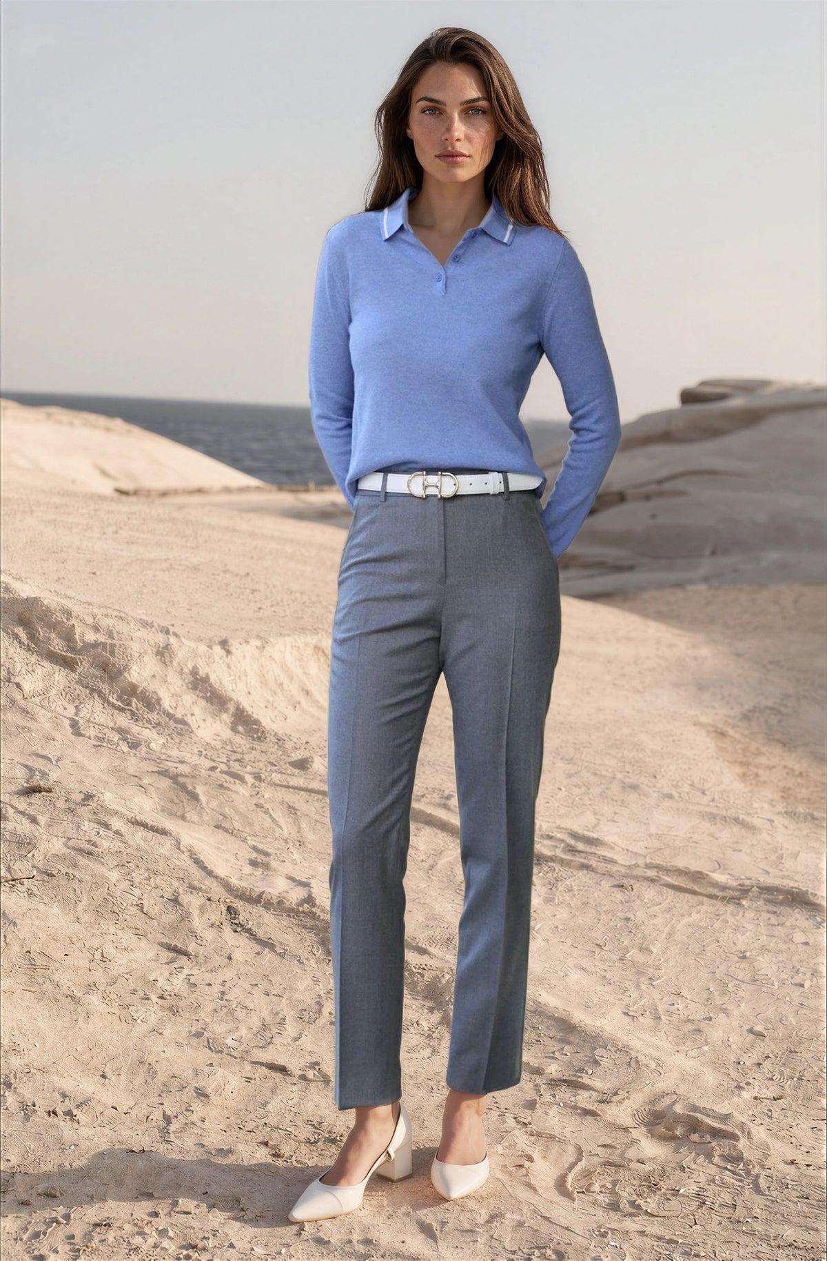 Pantalon Eliot en flanelle 100% laine vierge - Gris clair-PANTALON FEMME-Curling-Paris