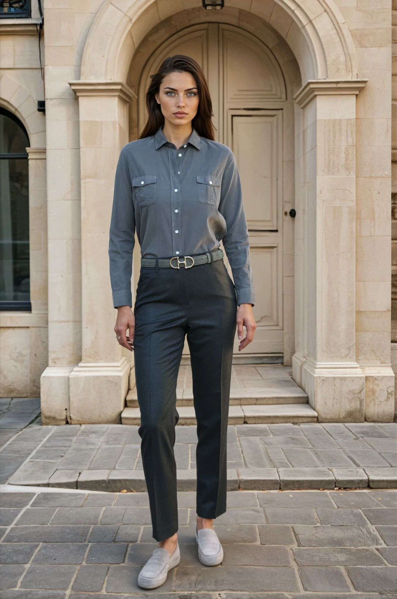 Pantalon Eliot en flanelle 100% laine vierge - Kaki-PANTALON FEMME-Curling-Paris