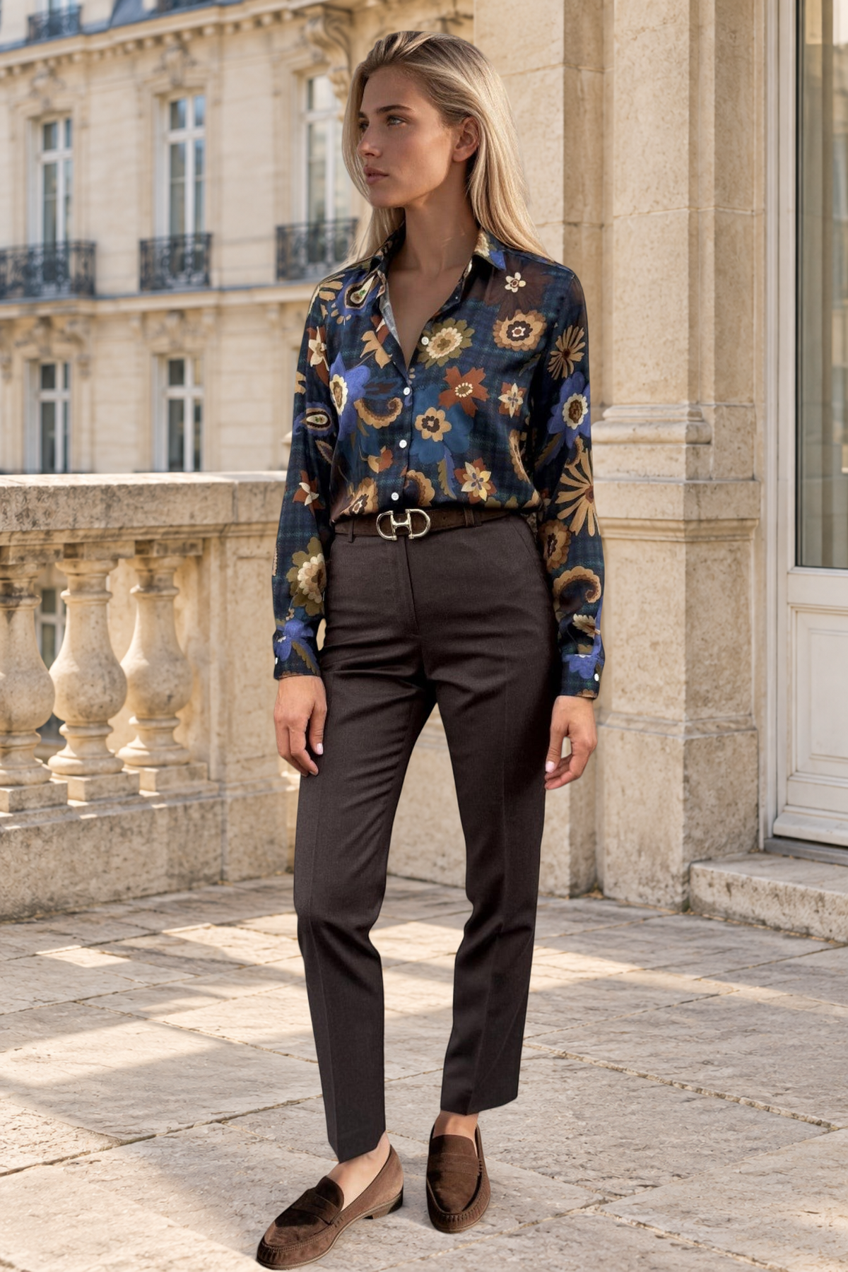 Pantalon Eliot en flanelle de laine vierge Angelico - Marron-PANTALON FEMME-Curling-Paris
