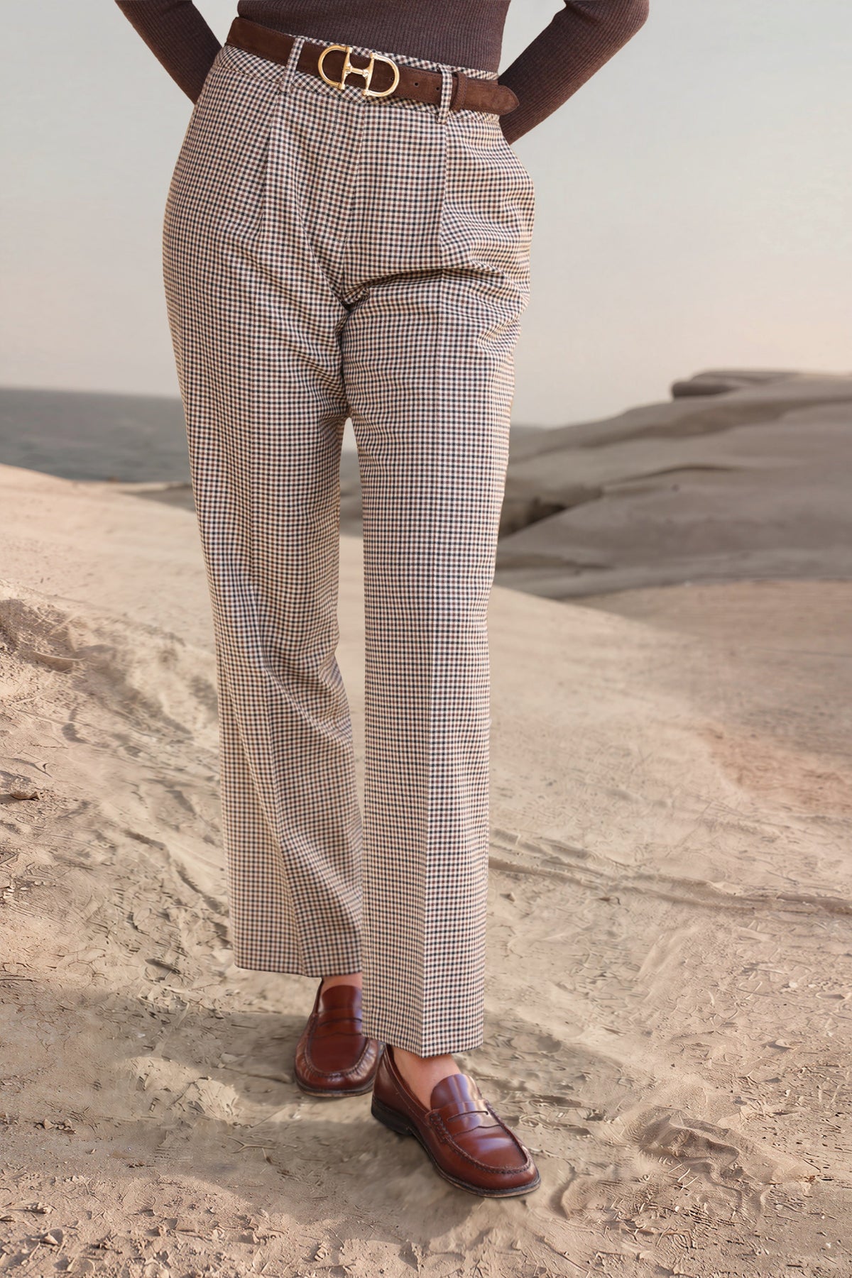 Pantalon Gabriel en 100% laine peignée - Beige-PANTALON FEMME-Curling-Paris