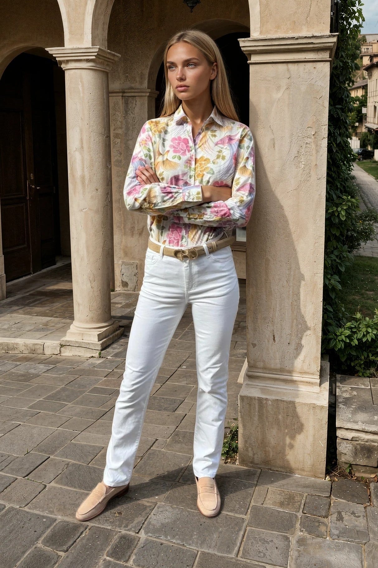 Pantalon Josh en coton stretch - Blanc-PANTALON FEMME-Curling-Paris