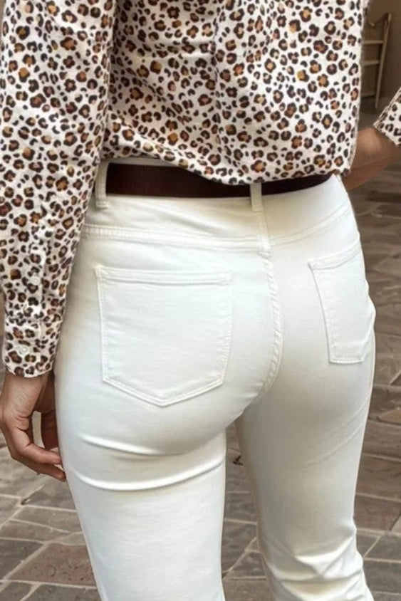 Pantalon Josh en coton stretch - Ecru-PANTALON FEMME-Curling-Paris