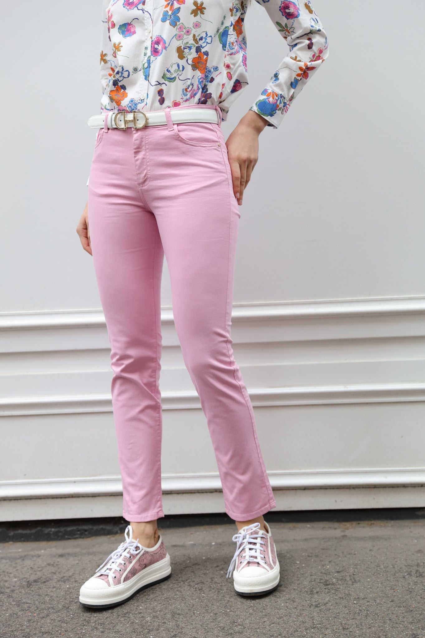 Pantalon Josh en coton stretch - Rose-PANTALON FEMME-Curling-Paris