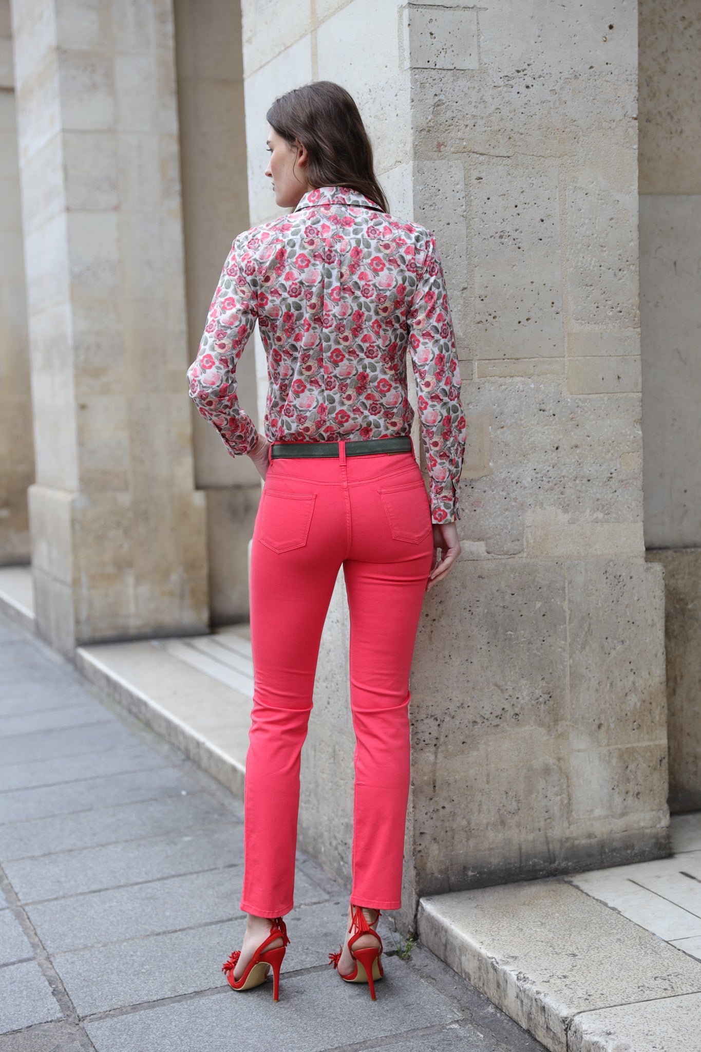 Pantalon Josh en coton stretch - Rouge-PANTALON FEMME-Curling-Paris