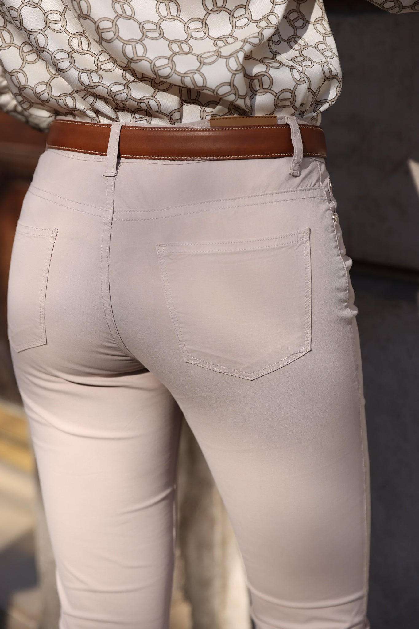 Pantalon Josh en popeline de coton stretch - Beige-PANTALON FEMME-Curling-Paris