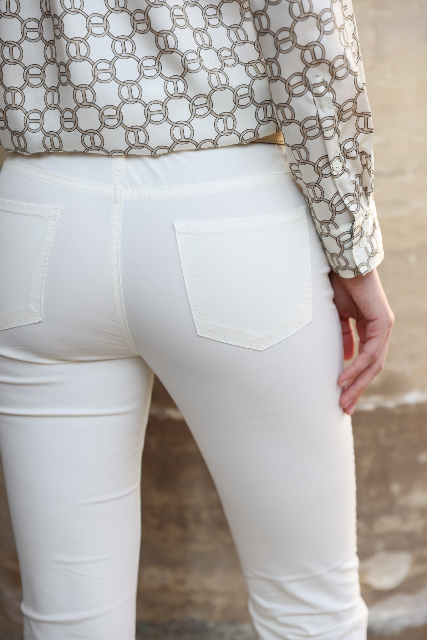 Pantalon Josh en popeline de coton stretch - Ecru-PANTALON FEMME-Curling-Paris