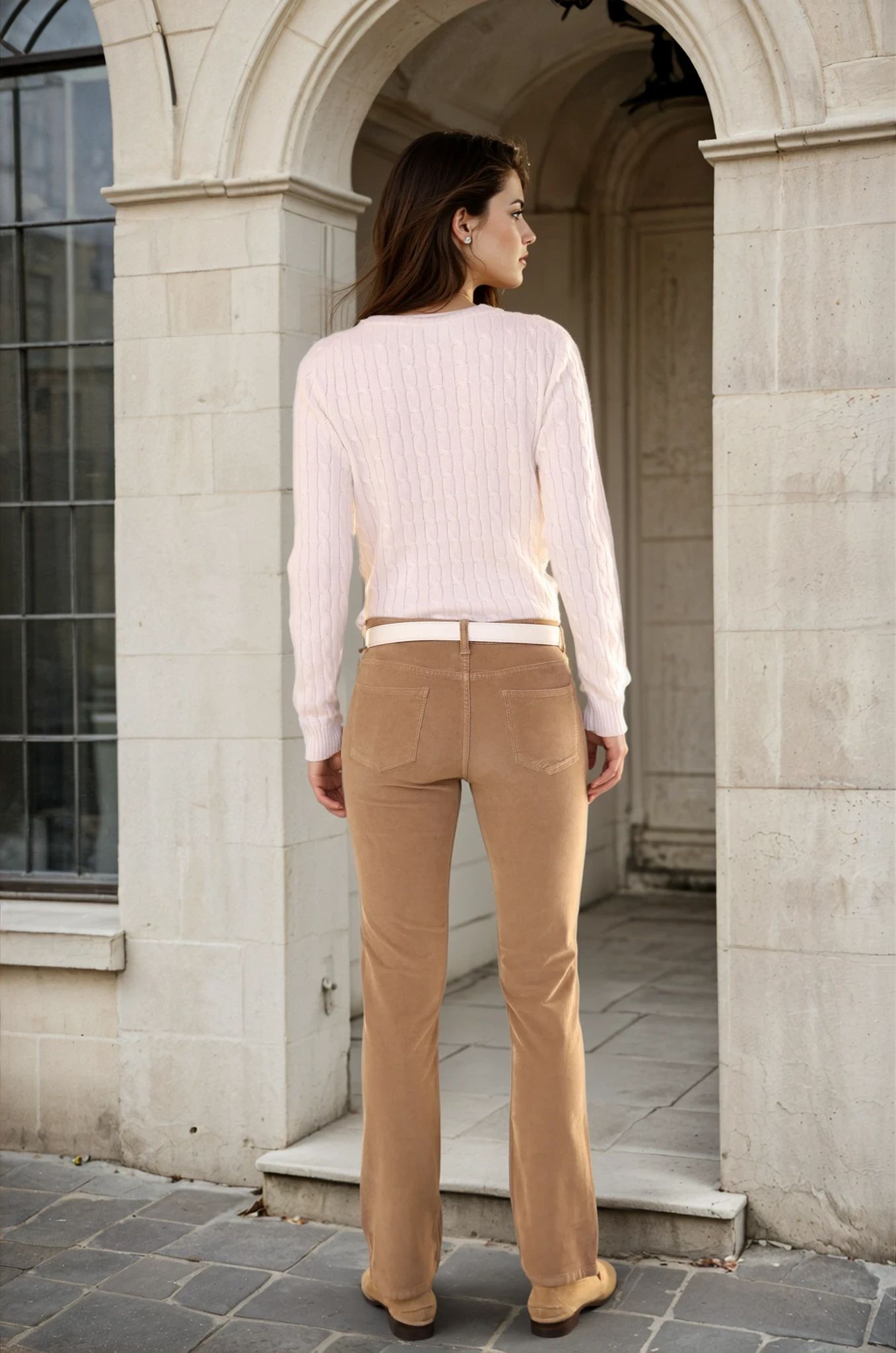 Pantalon Josh en velours milleraies stretch - Camel-PANTALON FEMME-Curling-Paris