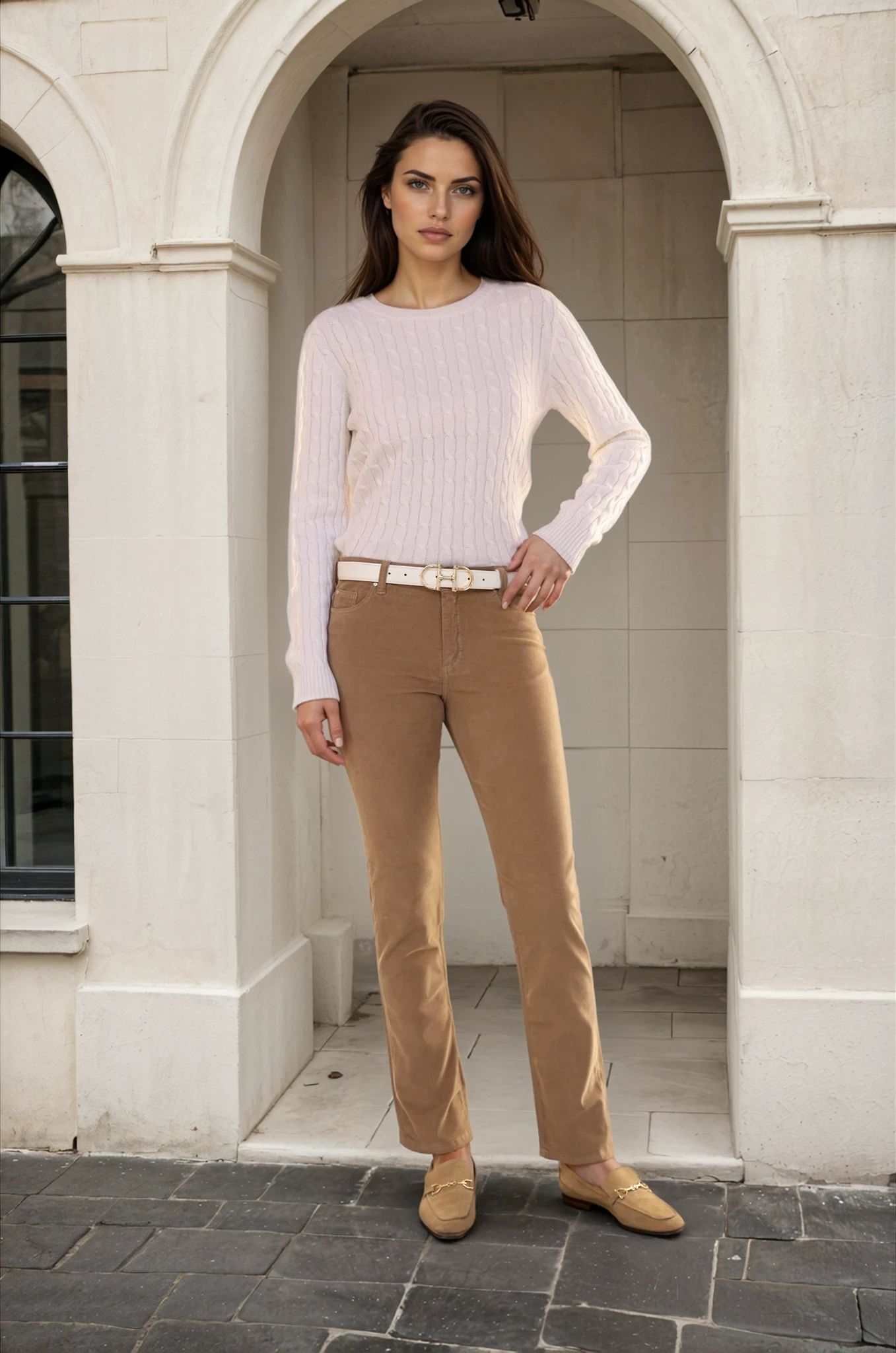 Pantalon Josh en velours milleraies stretch - Camel-PANTALON FEMME-Curling-Paris