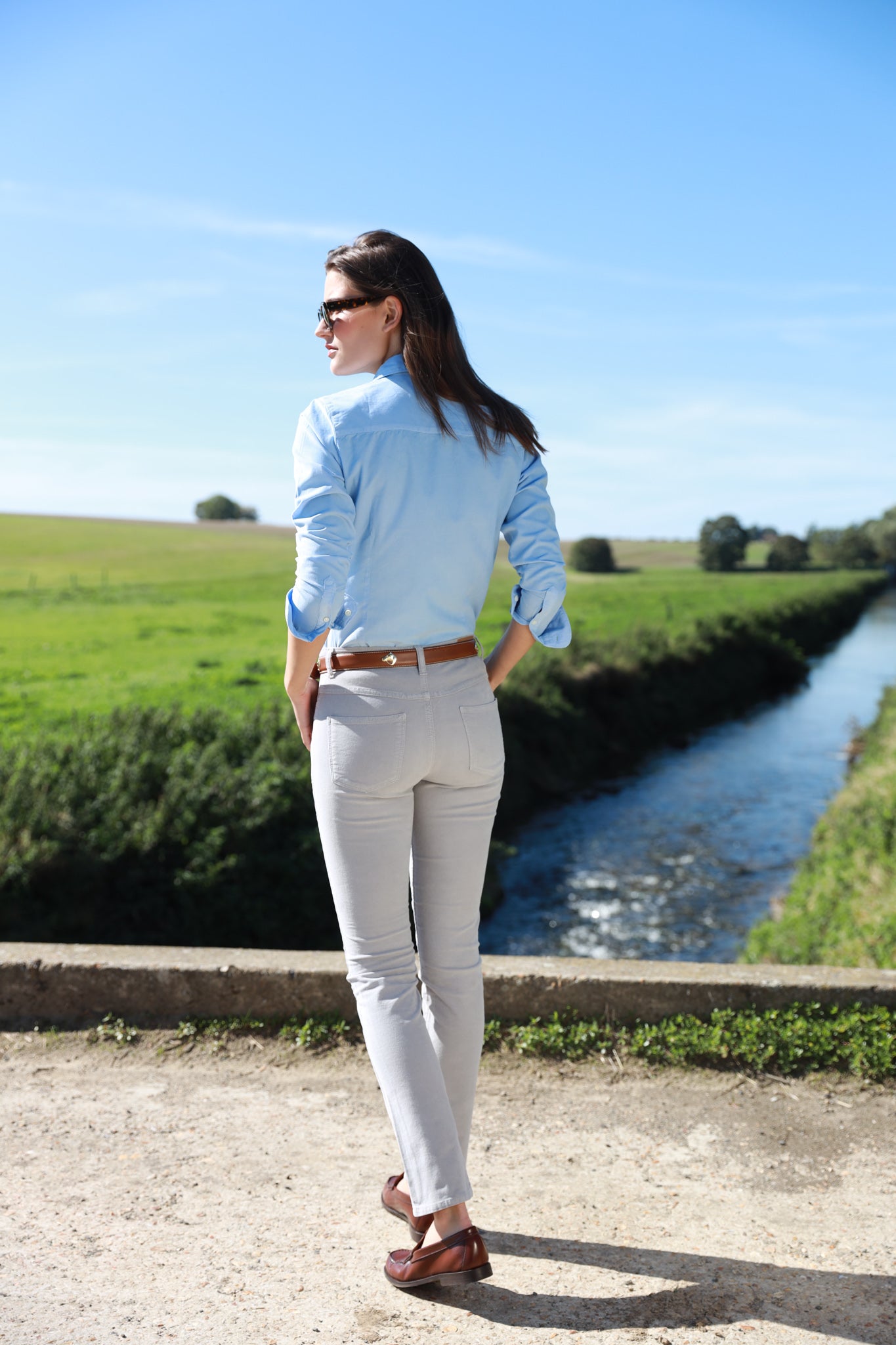 Pantalon Josh en velours milleraies stretch - Gris-PANTALON FEMME-Curling-Paris