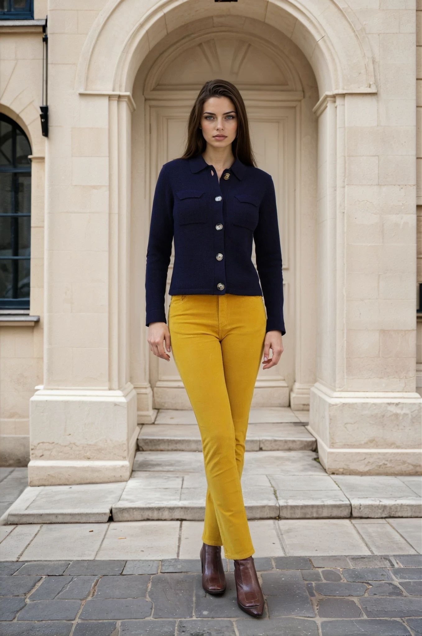 Pantalon Josh en velours milleraies stretch - Jaune-PANTALON FEMME-Curling-Paris