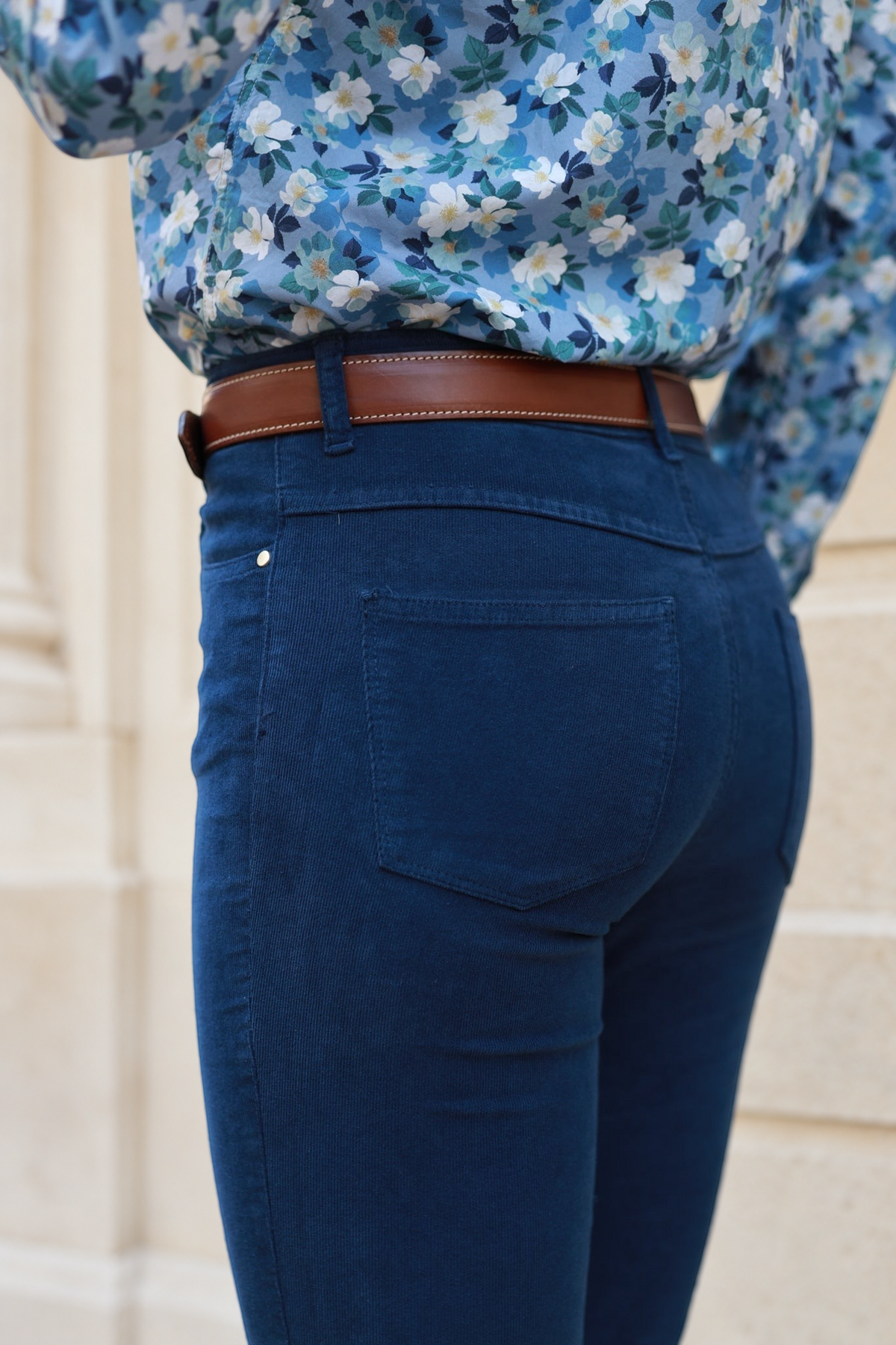 Pantalon Josh en velours milleraies stretch - Marine-PANTALON FEMME-Curling-Paris