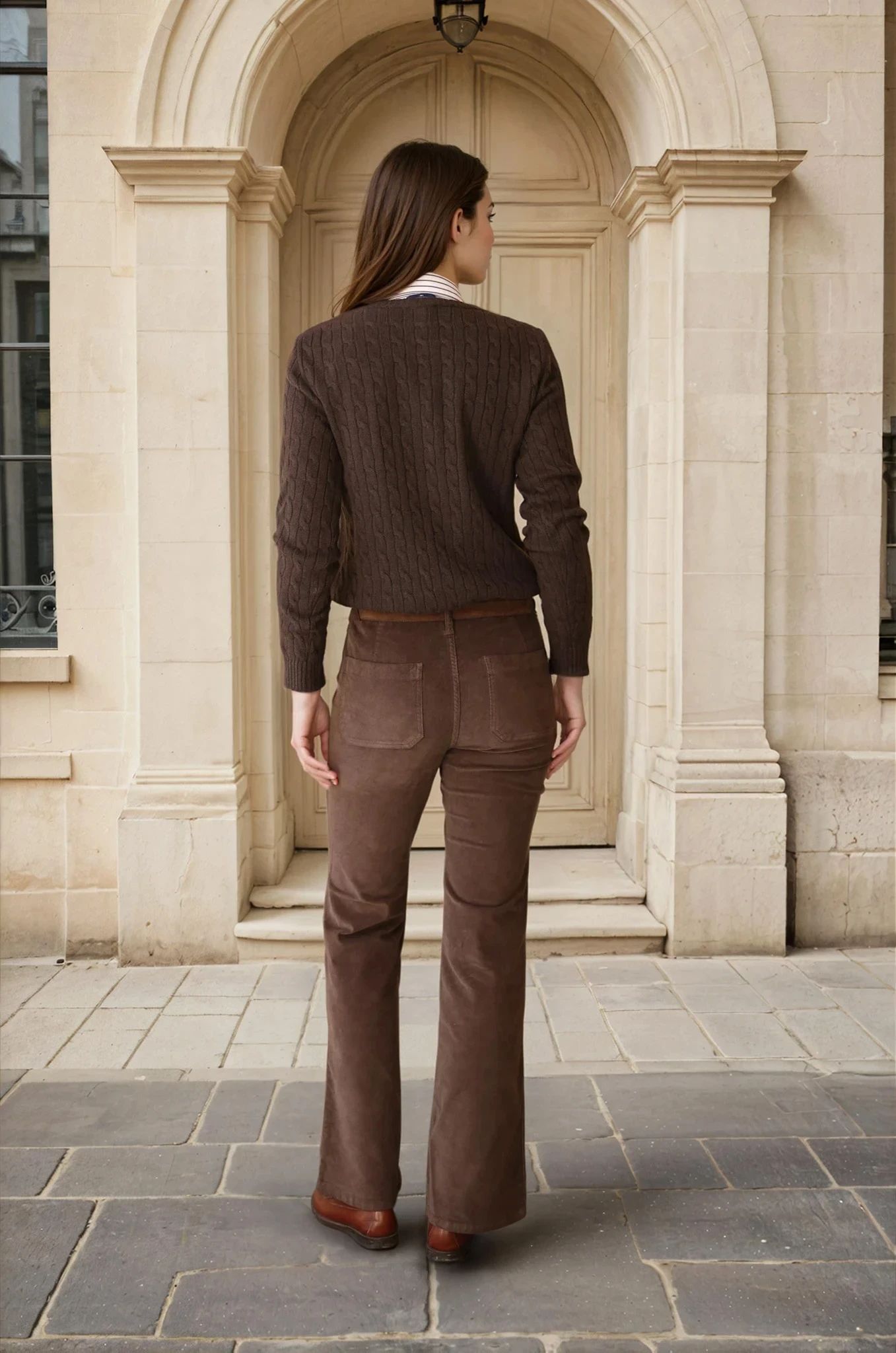 Pantalon Oscar en velours milleraies stretch - Marron-PANTALON FEMME-Curling-Paris