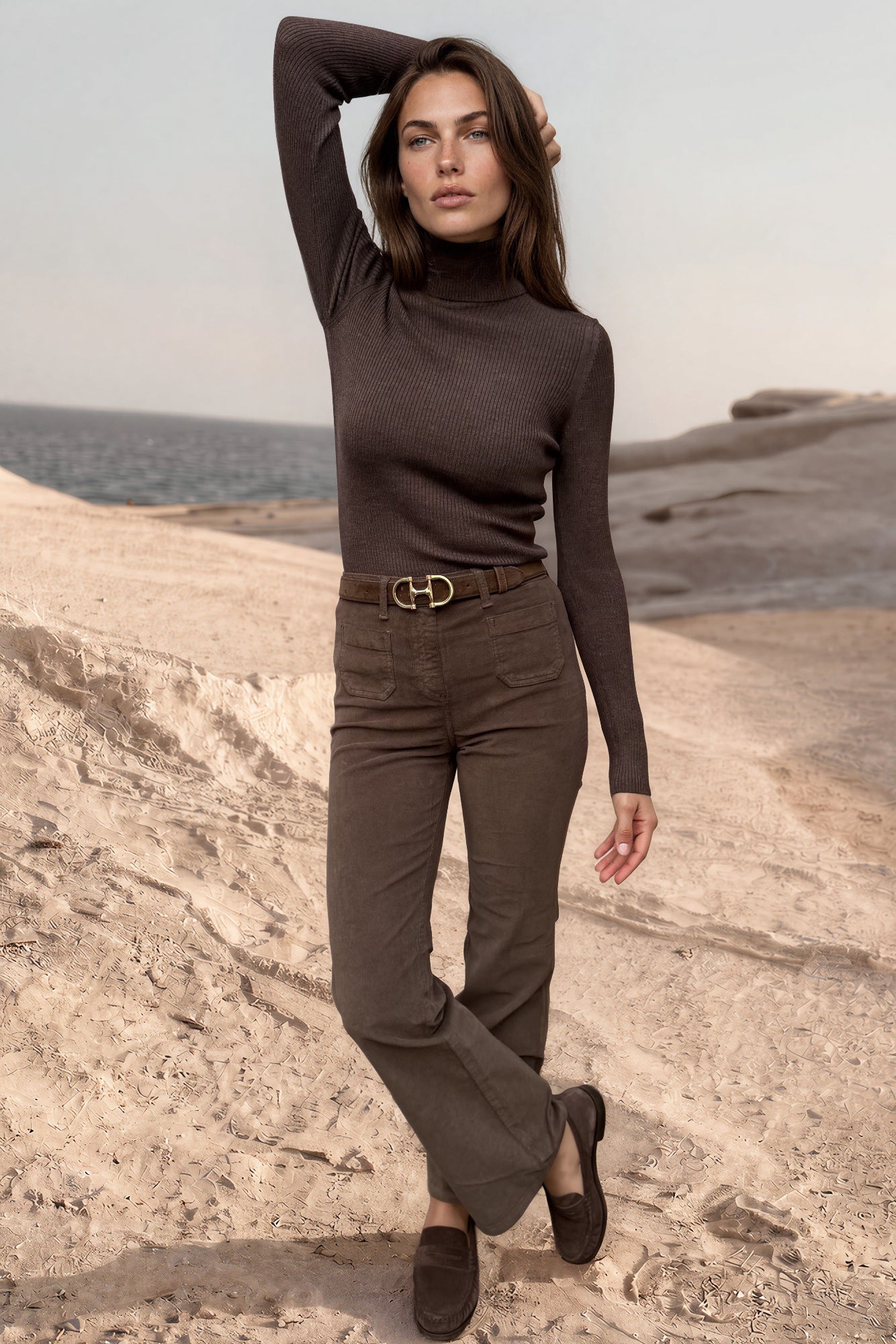 Pantalon Oscar en velours milleraies stretch - Marron-PANTALON FEMME-Curling-Paris