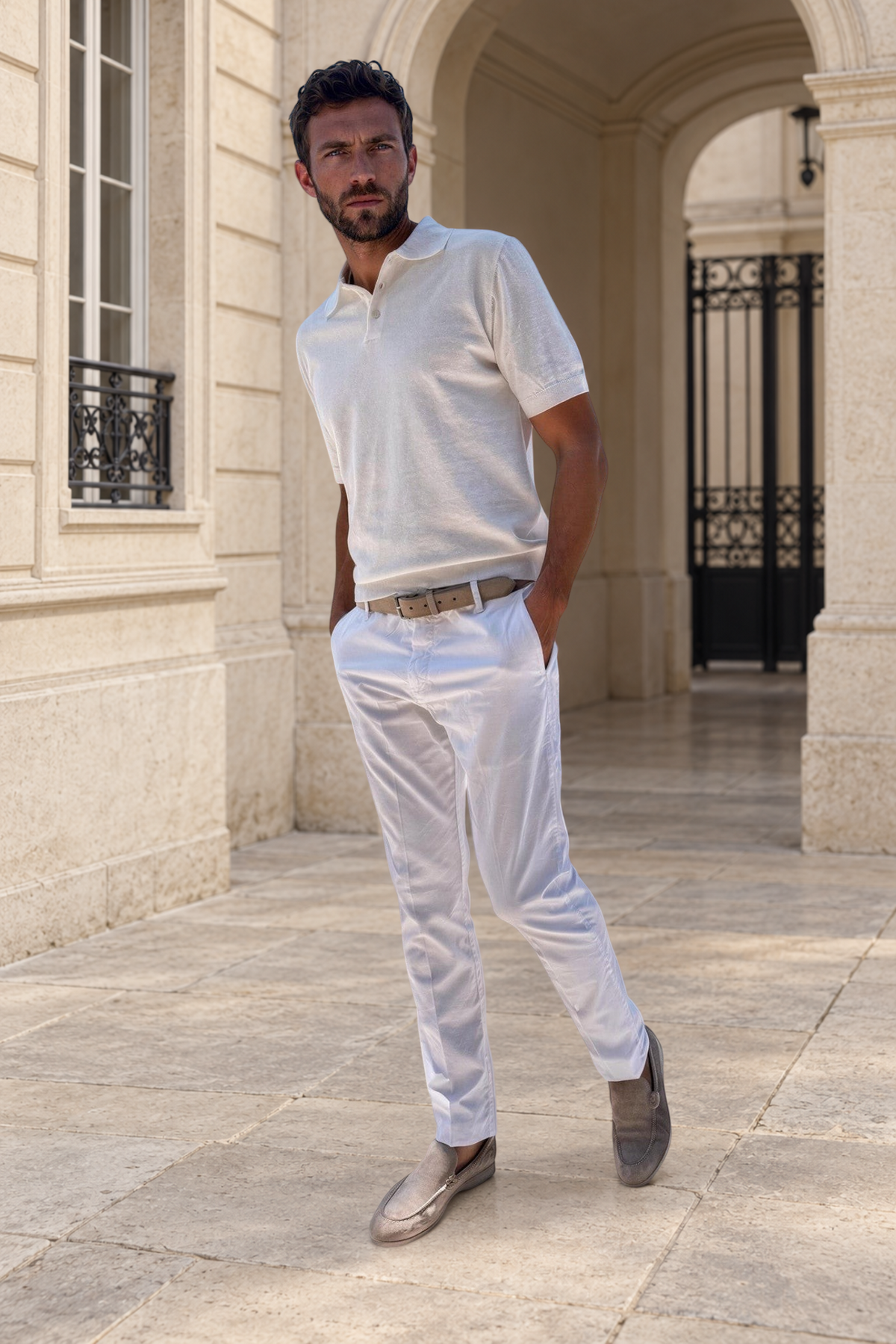 Pantalon Seanfit en coton pima stretch - Blanc-PANTALON HOMME-Curling-Paris
