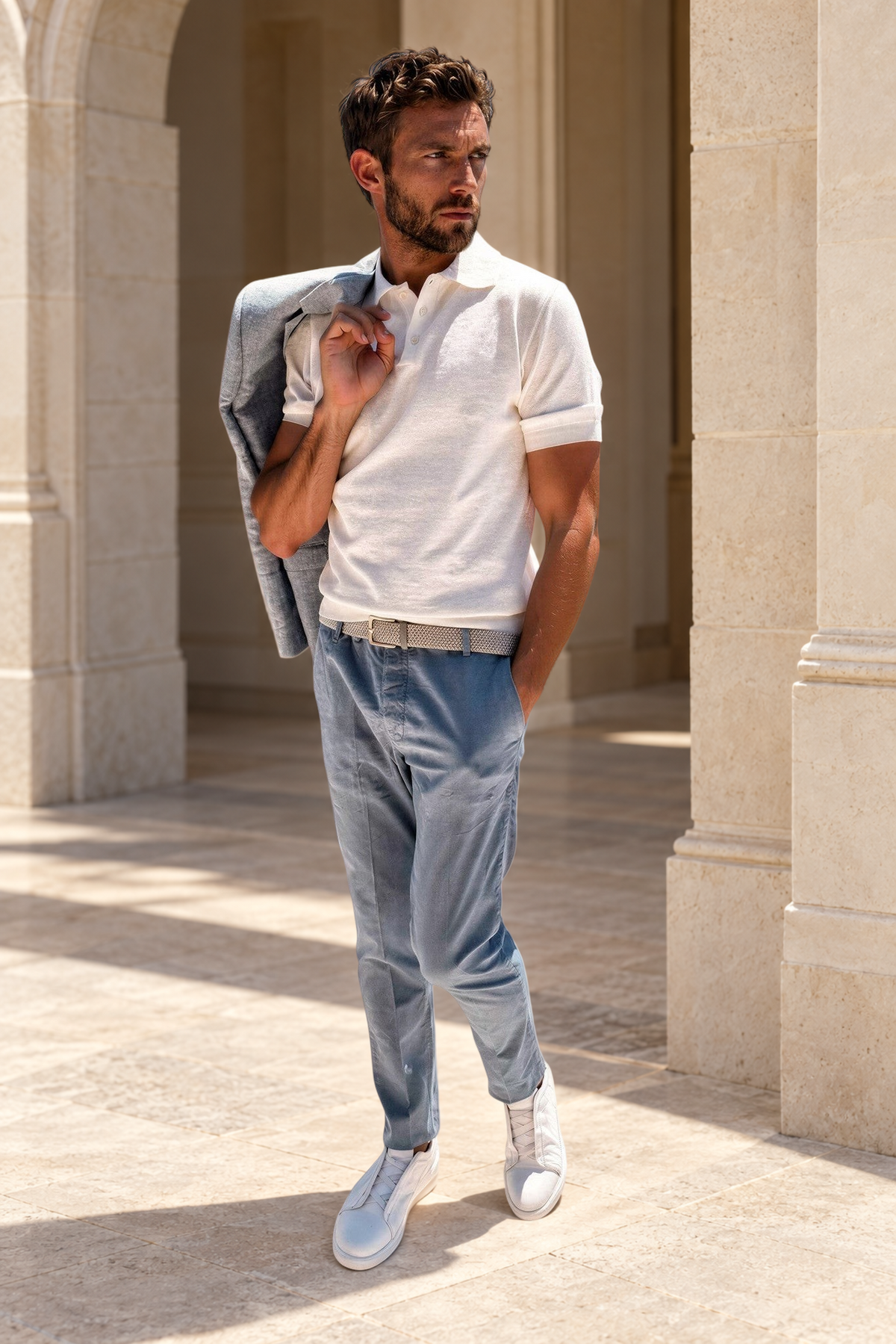 Pantalon Seanfit en coton pima stretch - Bleu acier-PANTALON HOMME-Curling-Paris