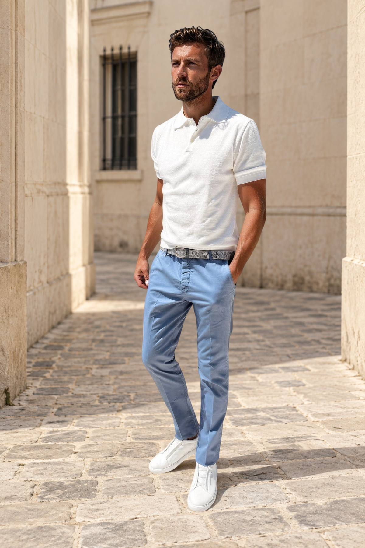 Pantalon Seanfit en coton pima stretch - Bleu acier-PANTALON HOMME-Curling-Paris