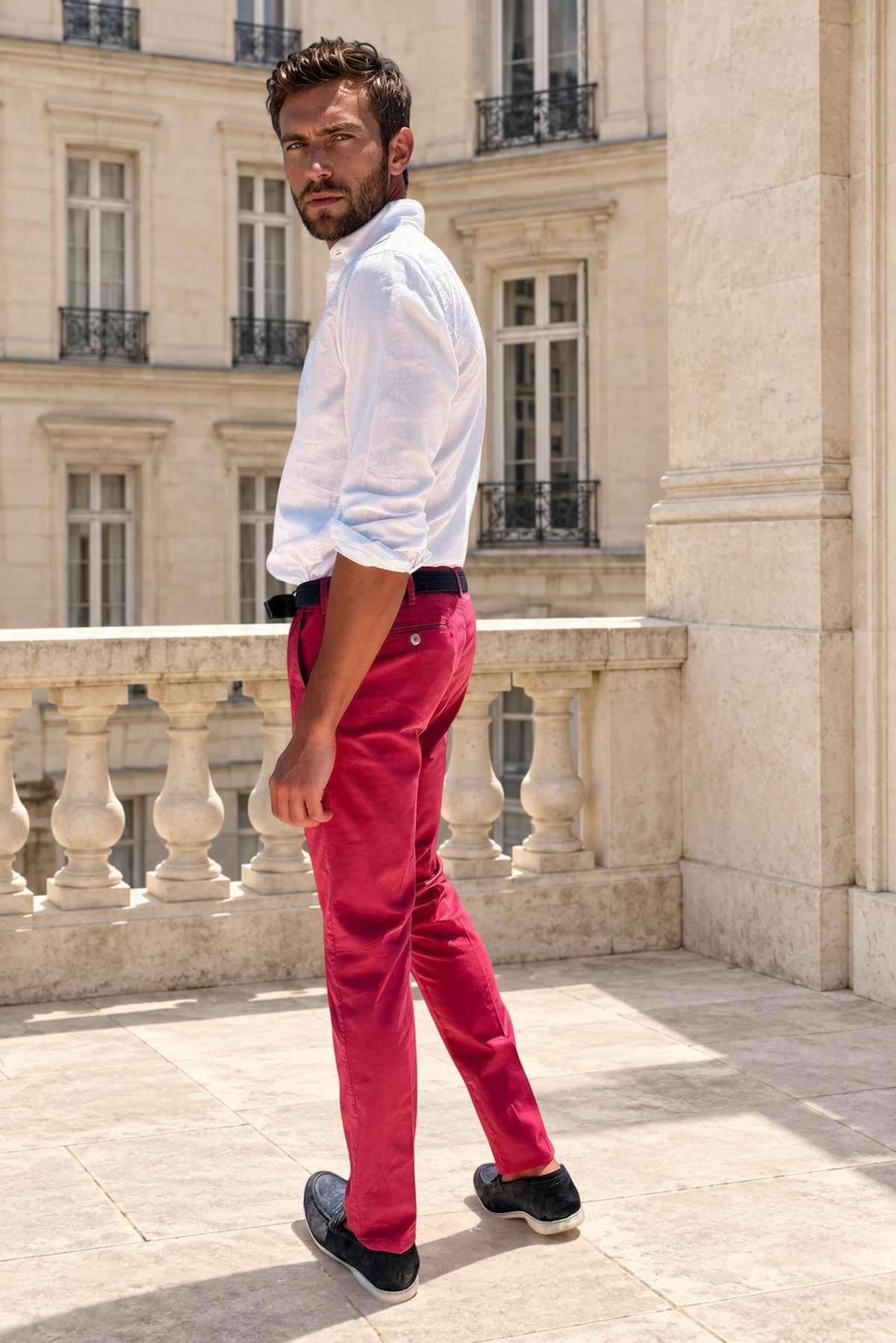 Pantalon Seanfit en coton pima stretch - Groseille-PANTALON HOMME-Curling-Paris