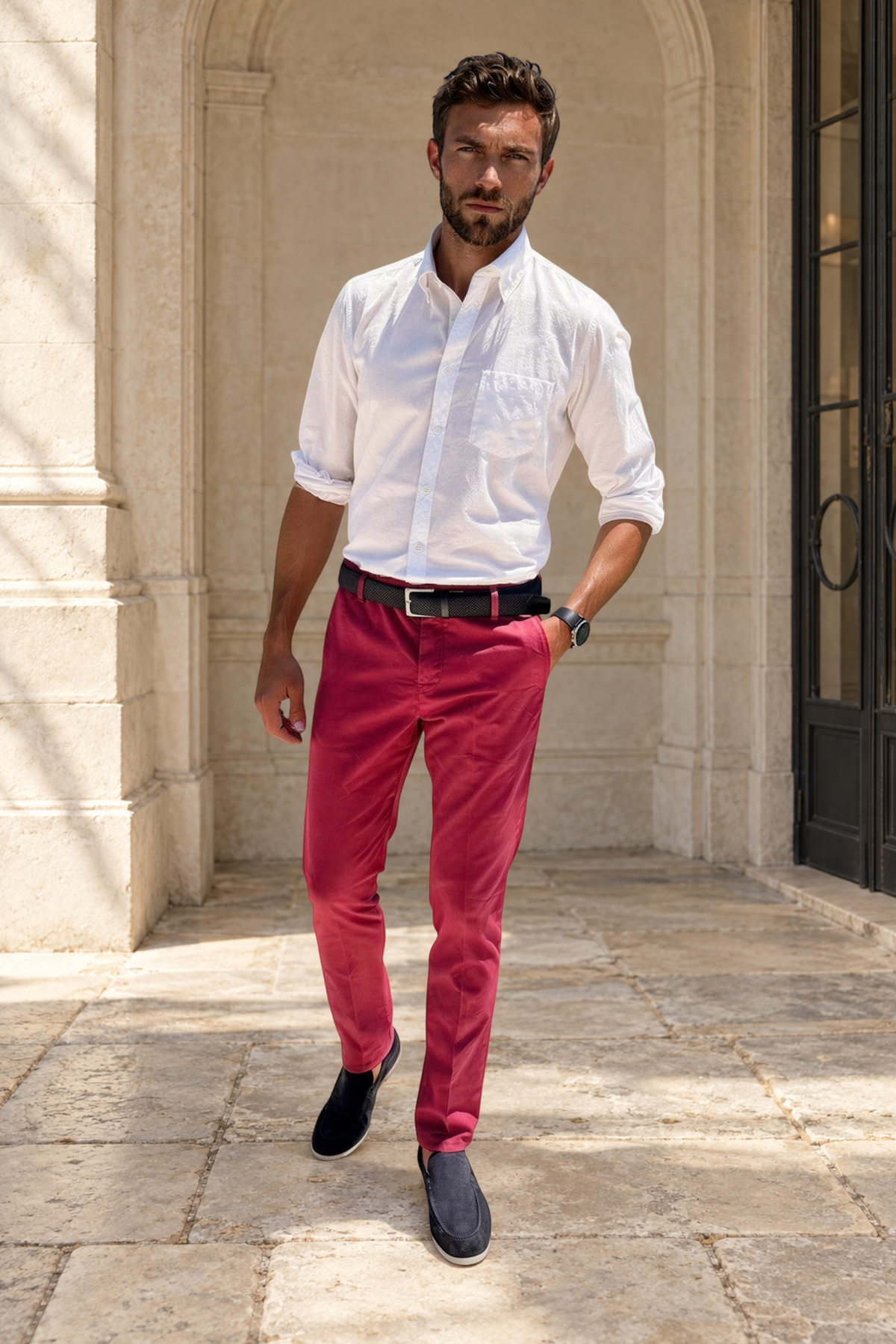 Pantalon Seanfit en coton pima stretch - Groseille-PANTALON HOMME-Curling-Paris