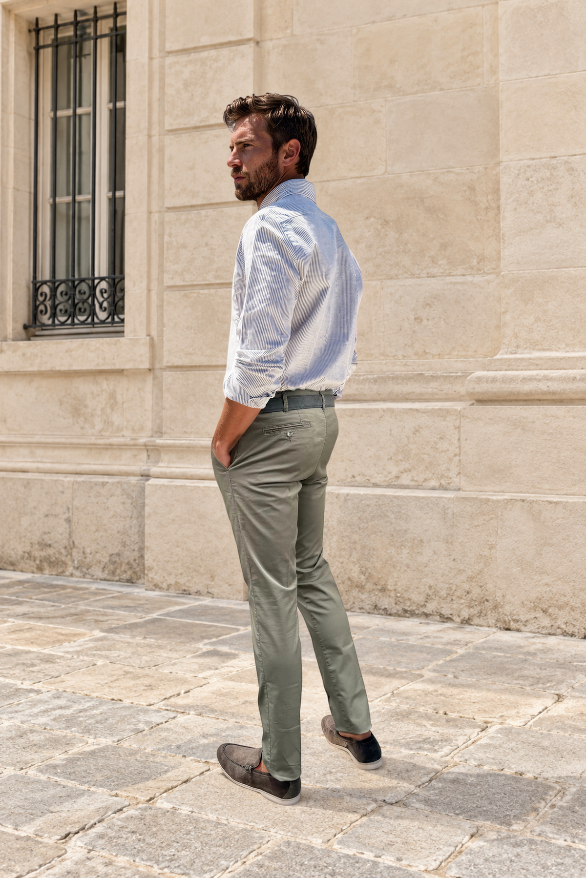 Pantalon Seanfit en coton pima stretch - Kaki-PANTALON HOMME-Curling-Paris