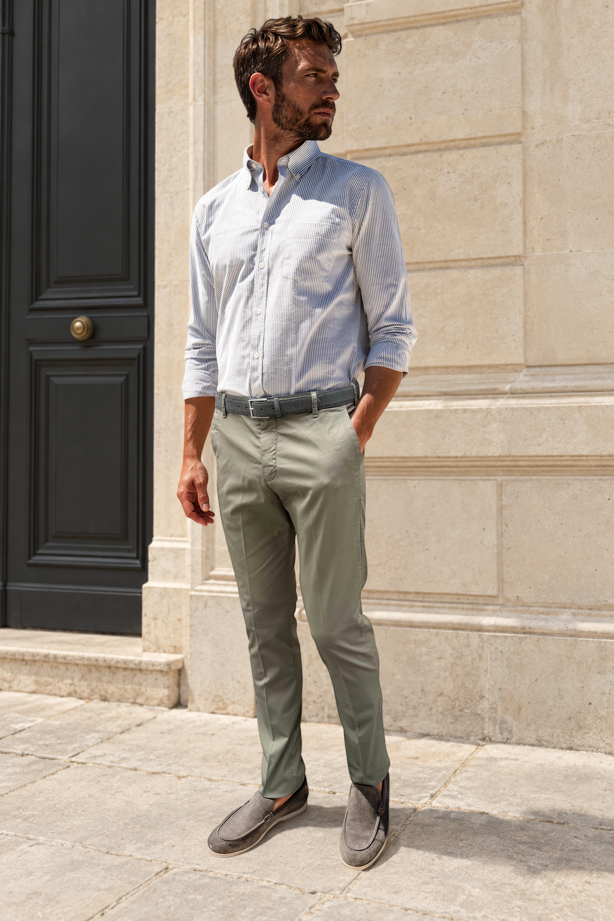 Pantalon Seanfit en coton pima stretch - Kaki-PANTALON HOMME-Curling-Paris