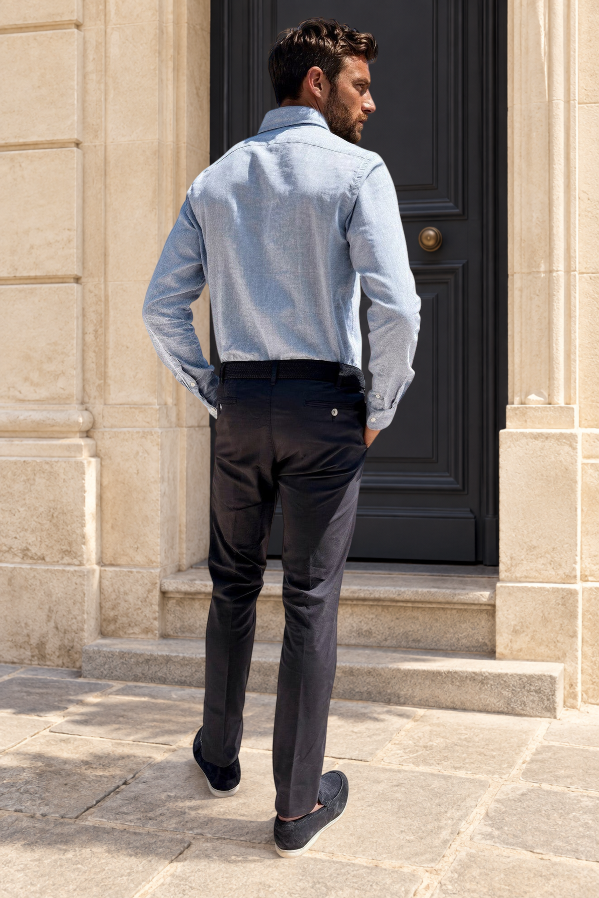 Pantalon Seanfit en coton pima stretch - Marine-PANTALON HOMME-Curling-Paris