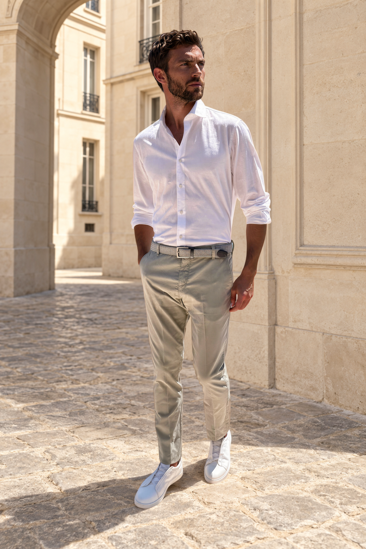 Pantalon Seanfit en coton pima stretch - Sauge-PANTALON HOMME-Curling-Paris