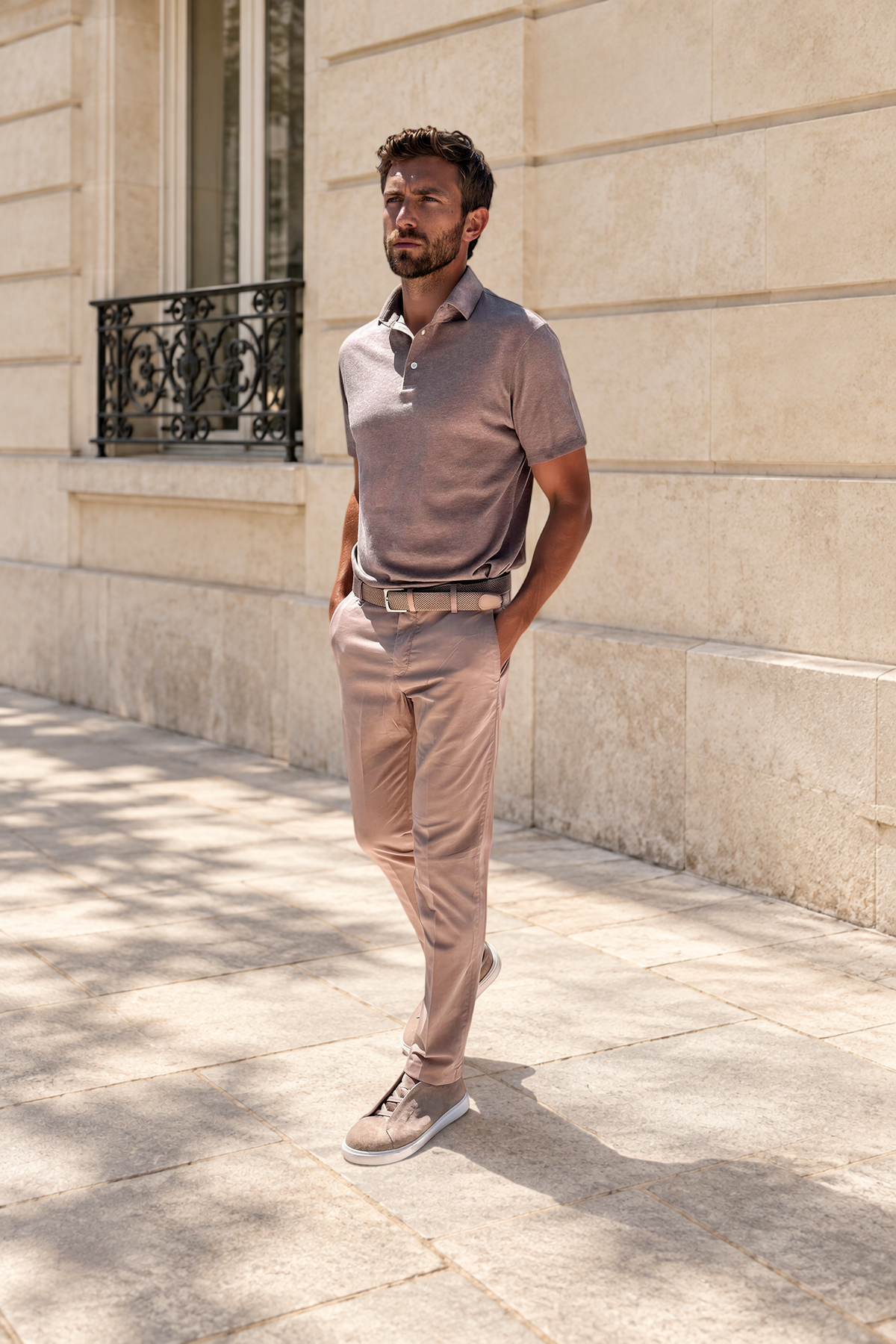 Pantalon Seanfit en coton pima stretch - Taupe-PANTALON HOMME-Curling-Paris