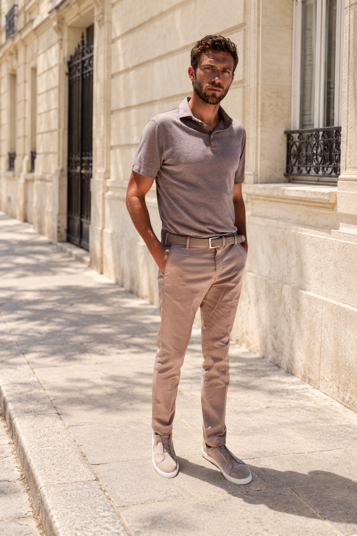Pantalon Seanfit en coton pima stretch - Taupe-PANTALON HOMME-Curling-Paris