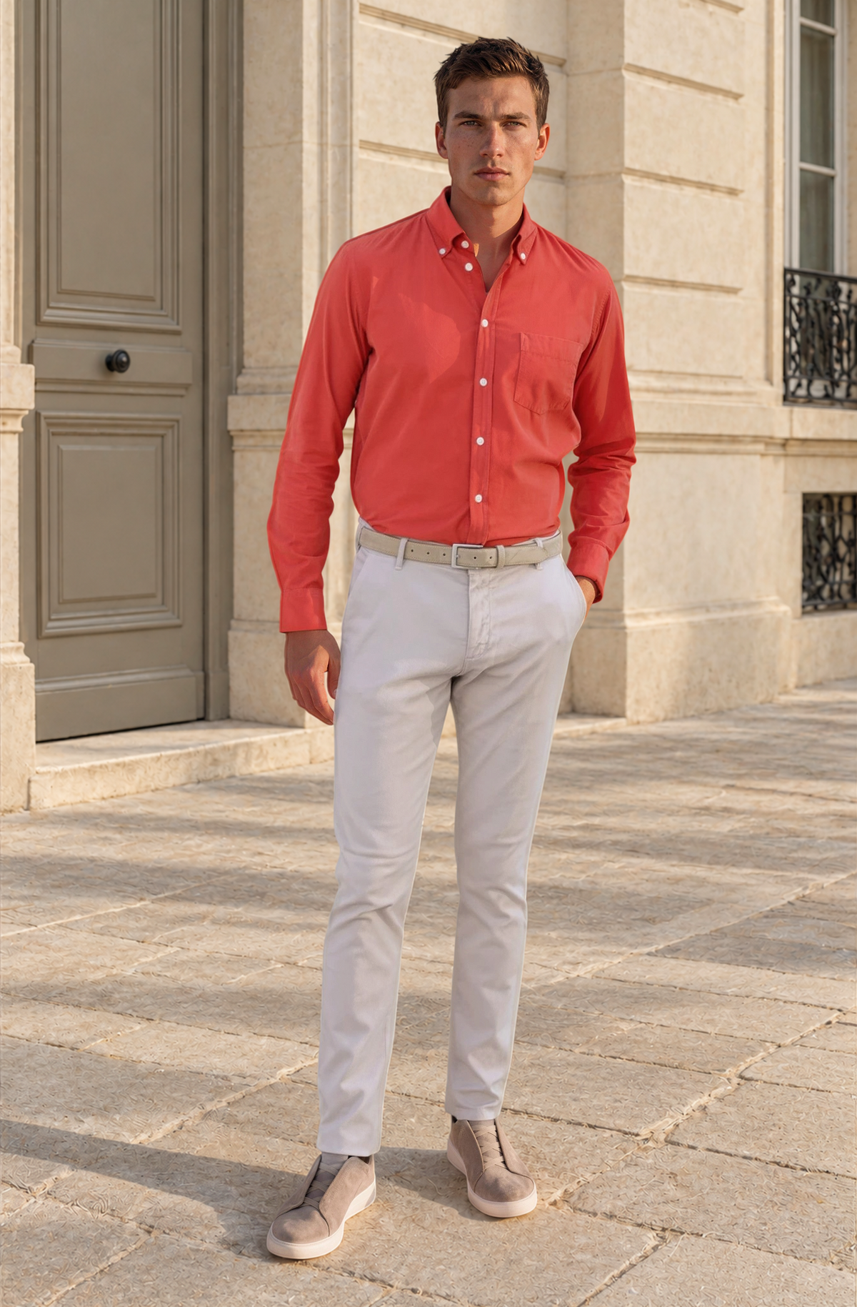 Pantalon Seanfit en coton stretch Di Sondrio - Beige-PANTALON HOMME-Curling-Paris