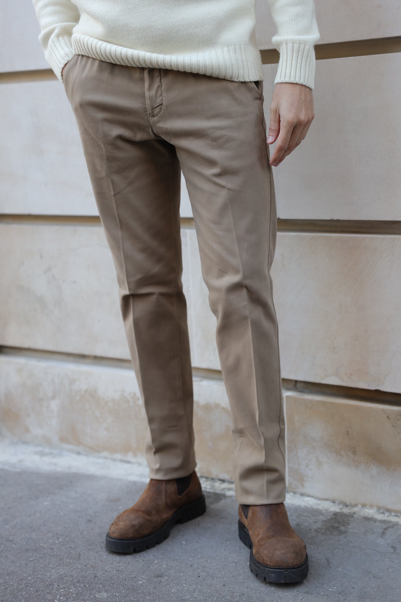 Pantalon Seanfit en coton stretch Di Sondrio - Caramel-PANTALON HOMME-Curling-Paris