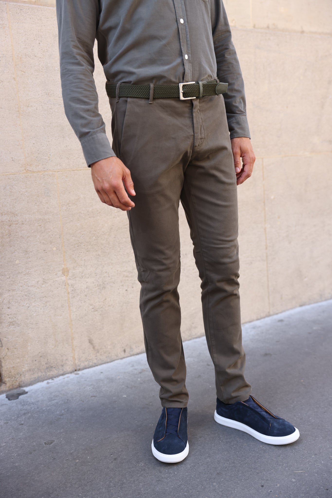 Pantalon Seanfit en coton stretch Di Sondrio - Kaki-PANTALON HOMME-Curling-Paris