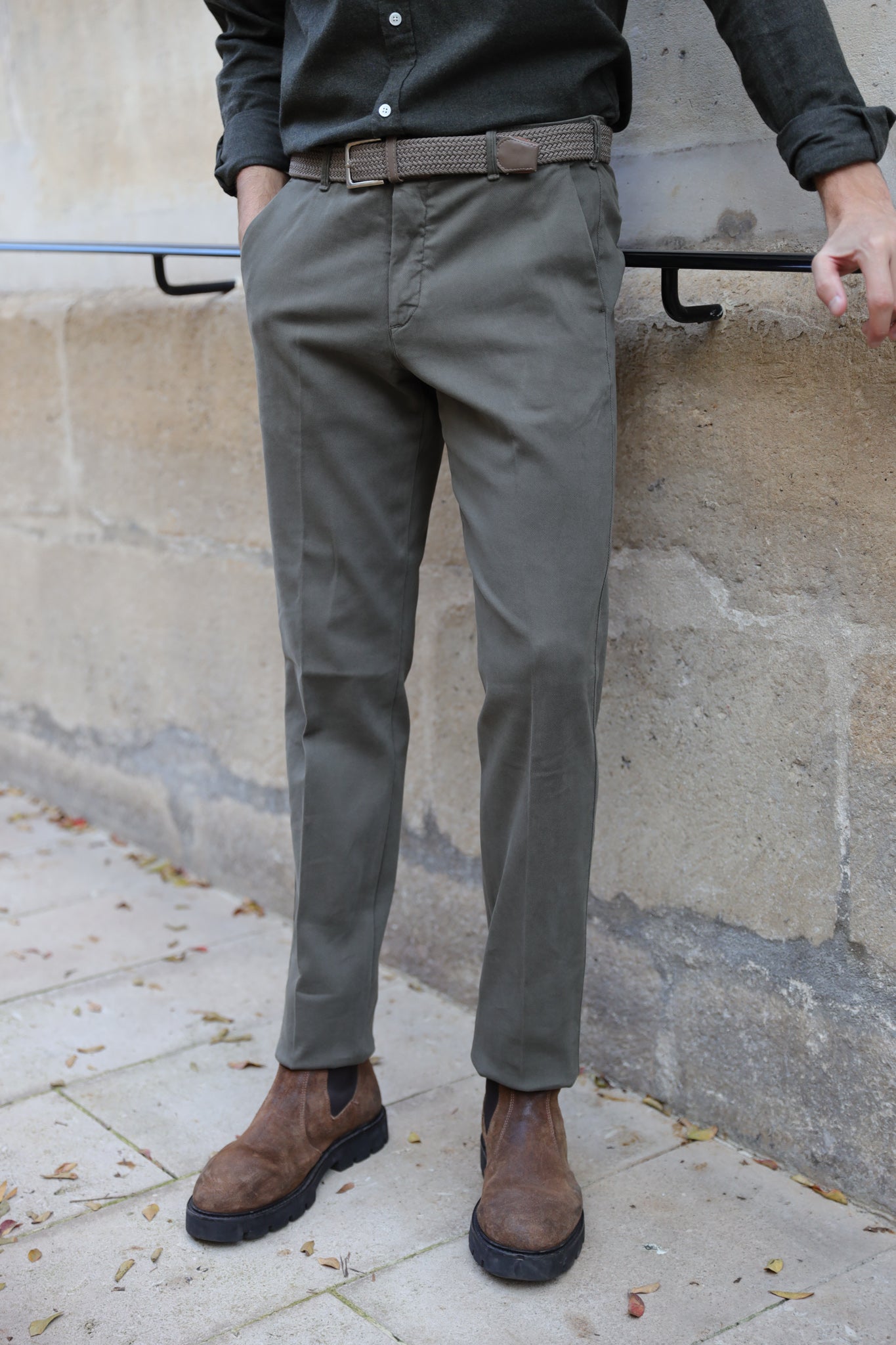 Pantalon Seanfit en coton stretch Di Sondrio - Kaki-PANTALON HOMME-Curling-Paris