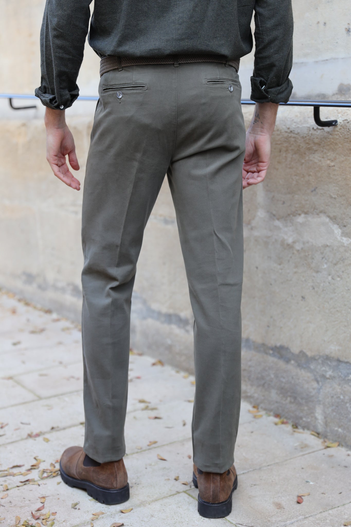 Pantalon Seanfit en coton stretch Di Sondrio - Kaki-PANTALON HOMME-Curling-Paris