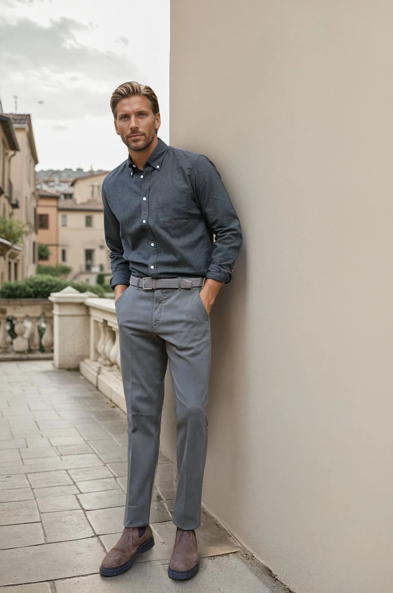 Pantalon Seanfit en coton stretch Di Sondrio - Kaki