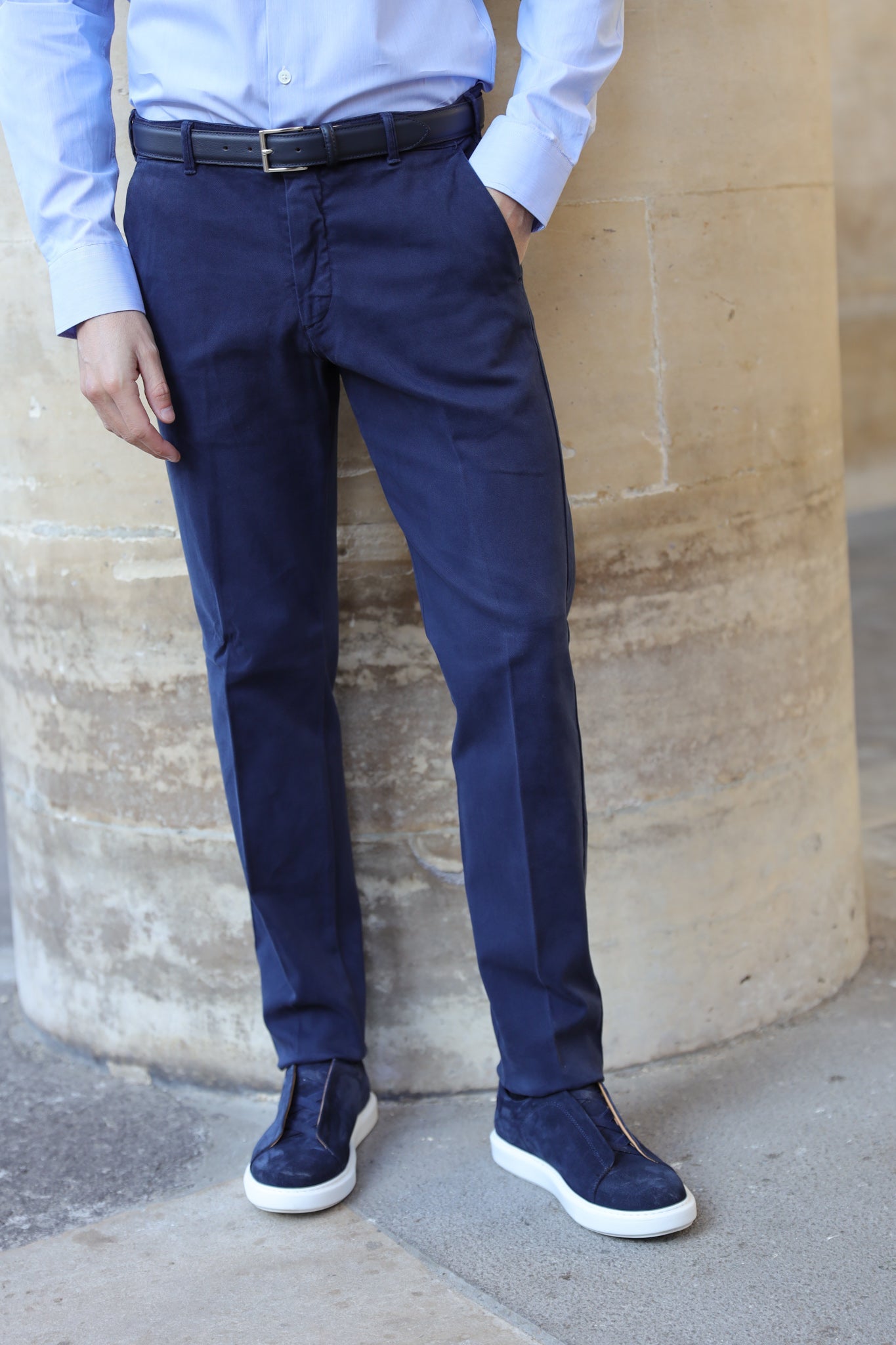 Pantalon Seanfit en coton stretch Di Sondrio - Marine-PANTALON HOMME-Curling-Paris