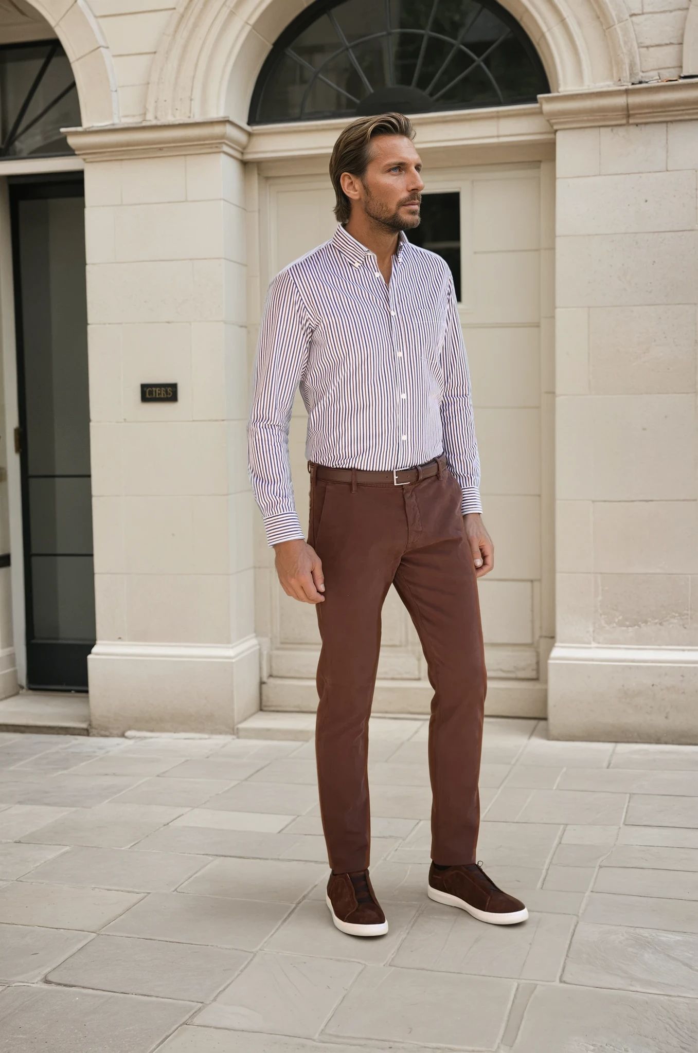 Pantalon Seanfit en coton stretch Di Sondrio - Marron-PANTALON HOMME-Curling-Paris