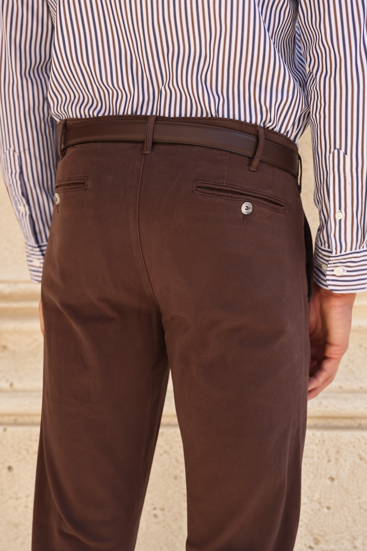 Pantalon Seanfit en coton stretch Di Sondrio - Marron-PANTALON HOMME-Curling-Paris