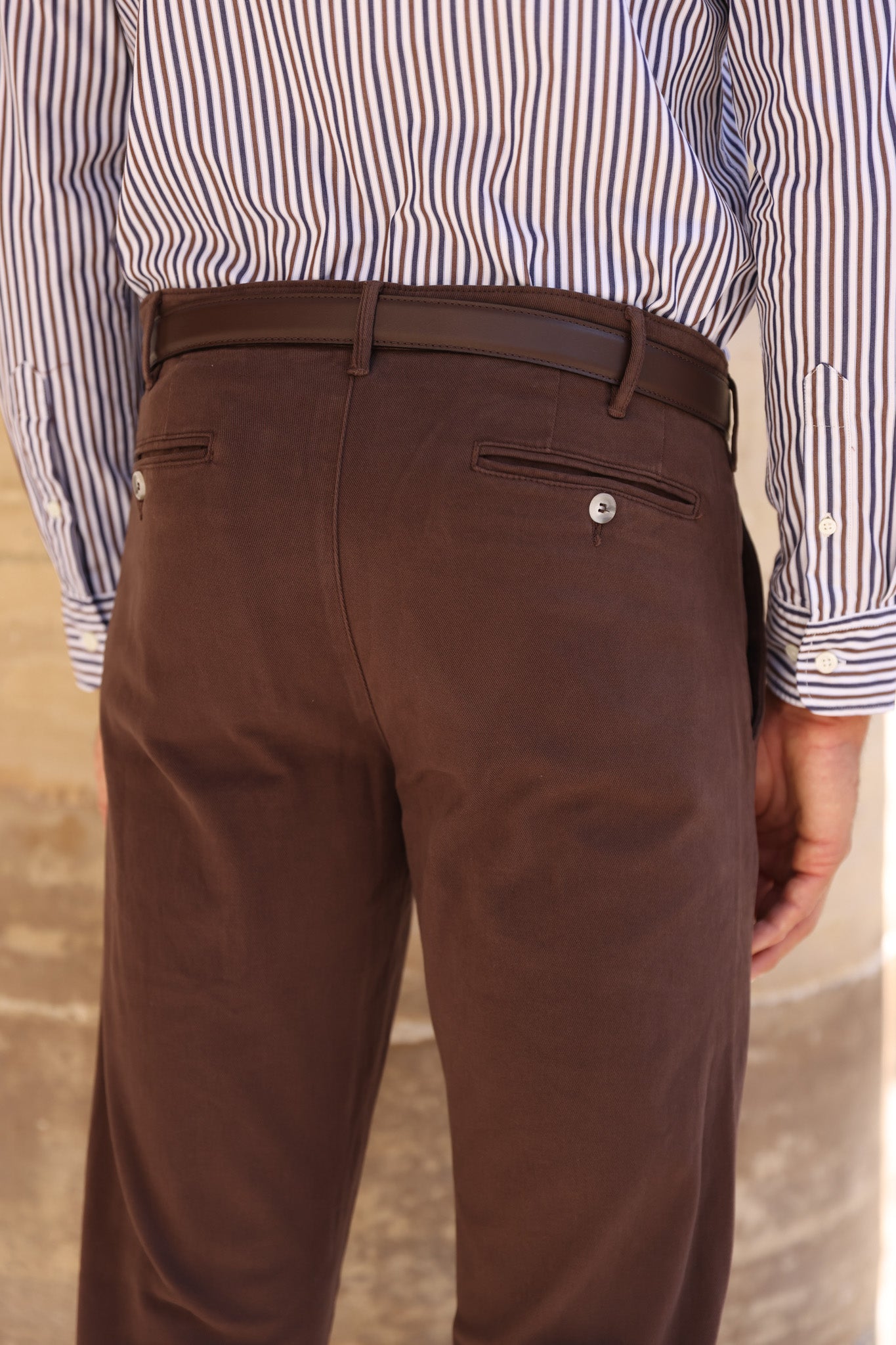 Pantalon Seanfit en coton stretch Di Sondrio - Marron-PANTALON HOMME-Curling-Paris