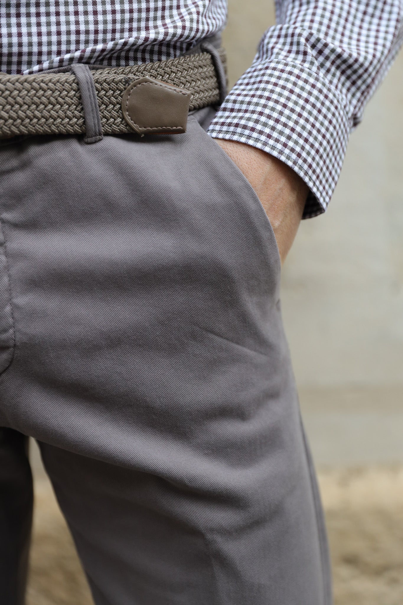 Pantalon Seanfit en coton stretch Di Sondrio - Taupe-PANTALON HOMME-Curling-Paris