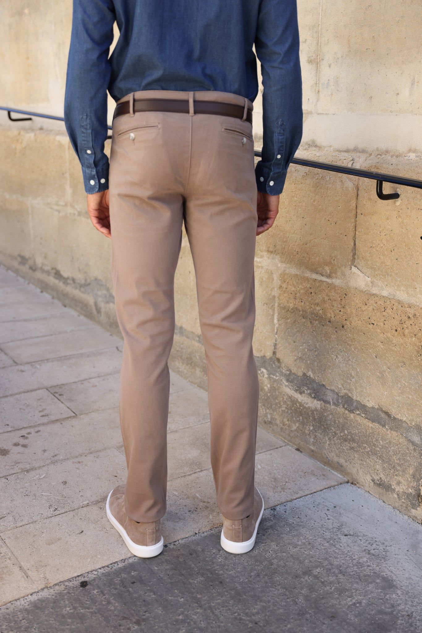 Pantalon Seanfit en coton stretch Di Sondrio - Taupe-PANTALON HOMME-Curling-Paris