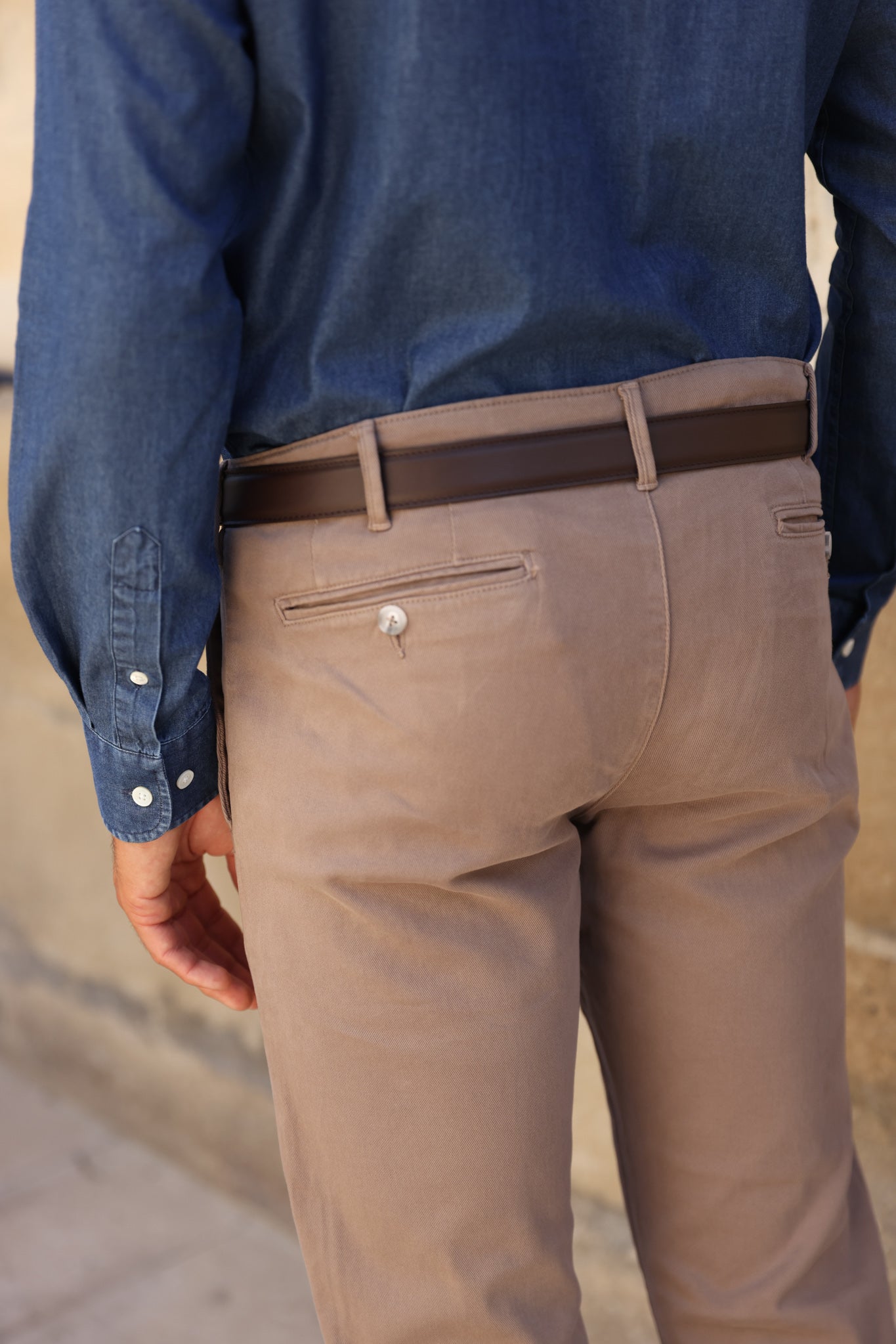 Pantalon Seanfit en coton stretch Di Sondrio - Taupe-PANTALON HOMME-Curling-Paris