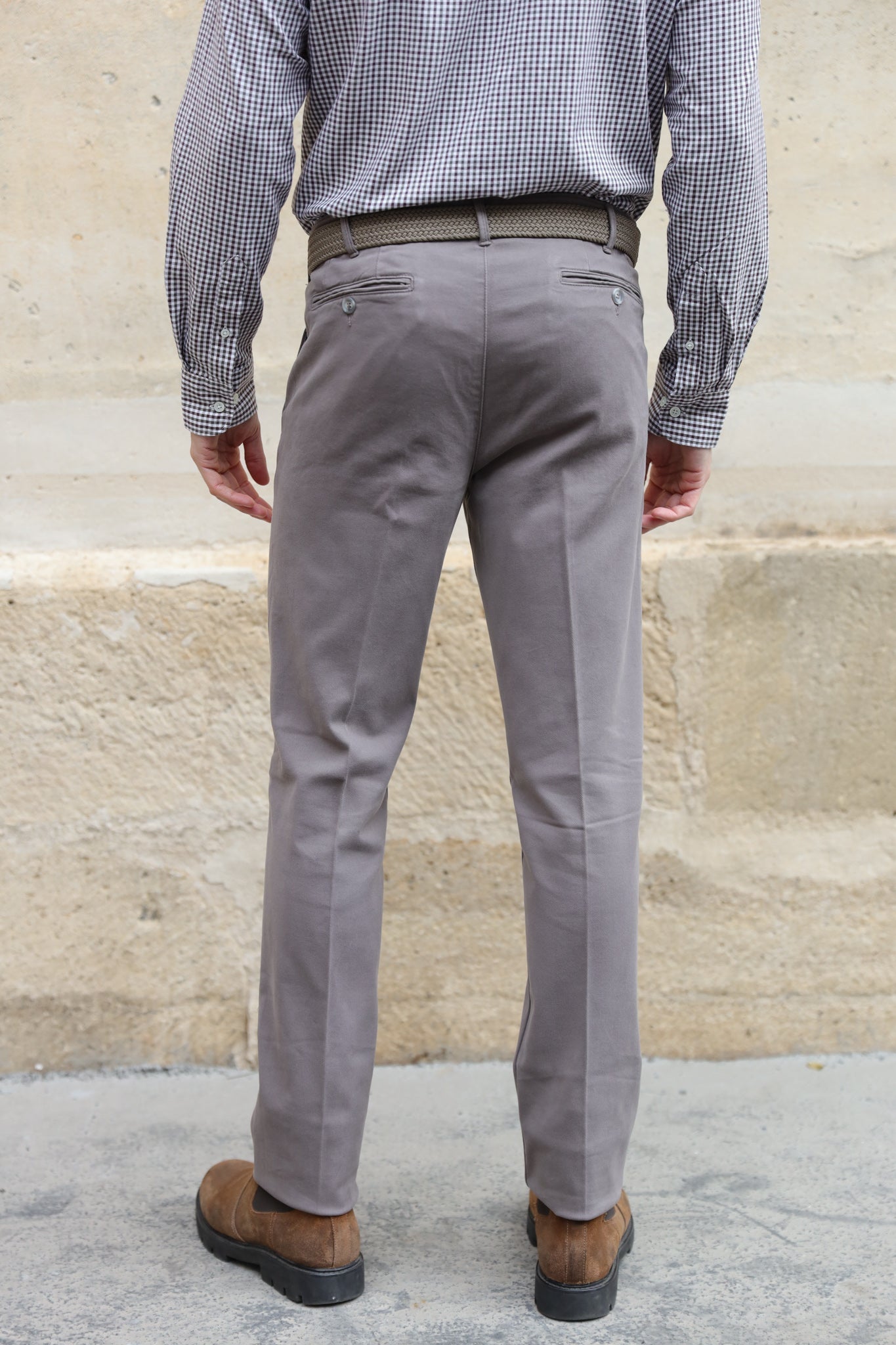 Pantalon Seanfit en coton stretch Di Sondrio - Taupe-PANTALON HOMME-Curling-Paris